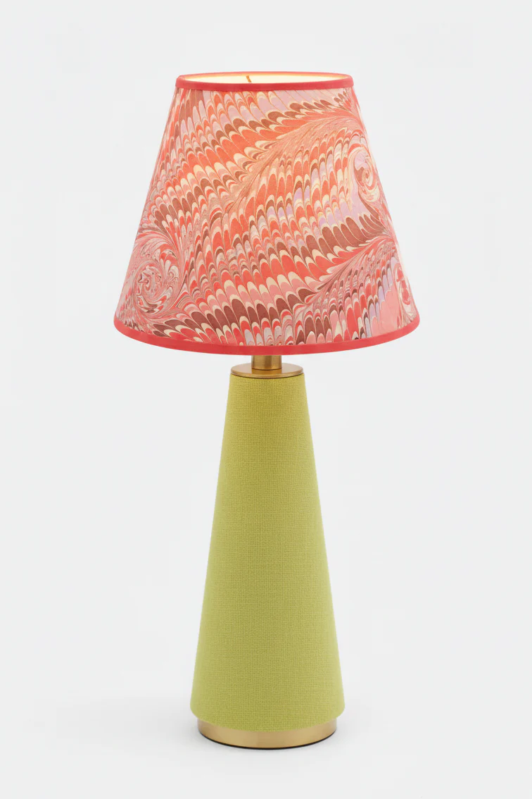 10" Hand-Marbled Empire Lampshade — Florentine Pink - Image 3
