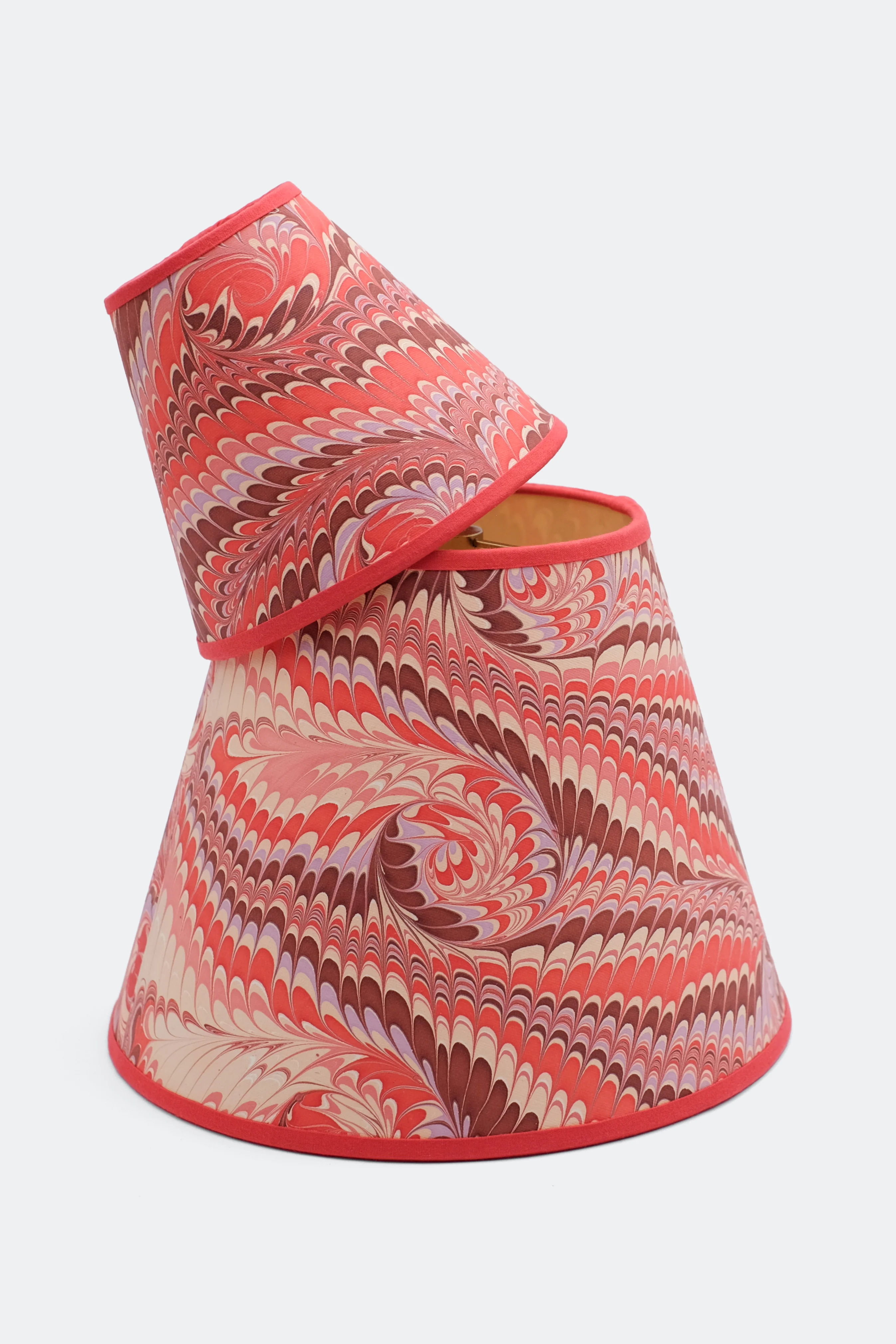 10" Hand-Marbled Empire Lampshade — Florentine Pink - Image 4