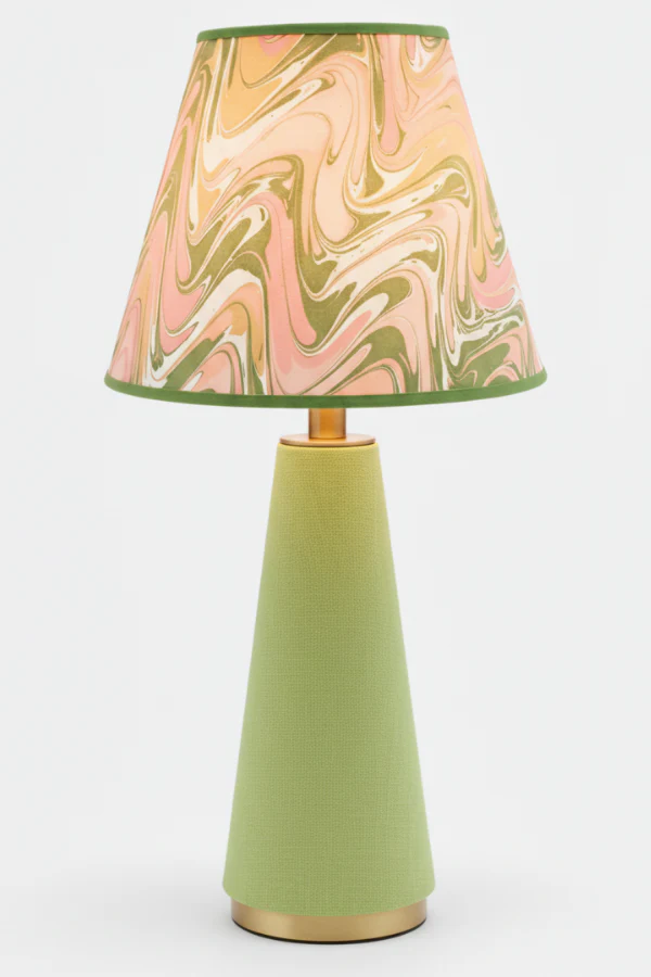 10" Hand-Marbled Empire Lampshade — Peony Bloom - Image 3