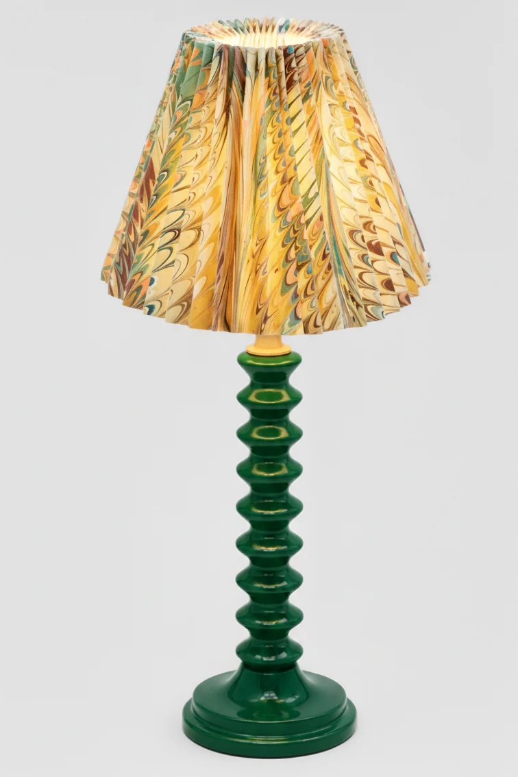 10" Hand-Marbled Pleated Empire Lampshade — Flatiron Feathers - Image 3