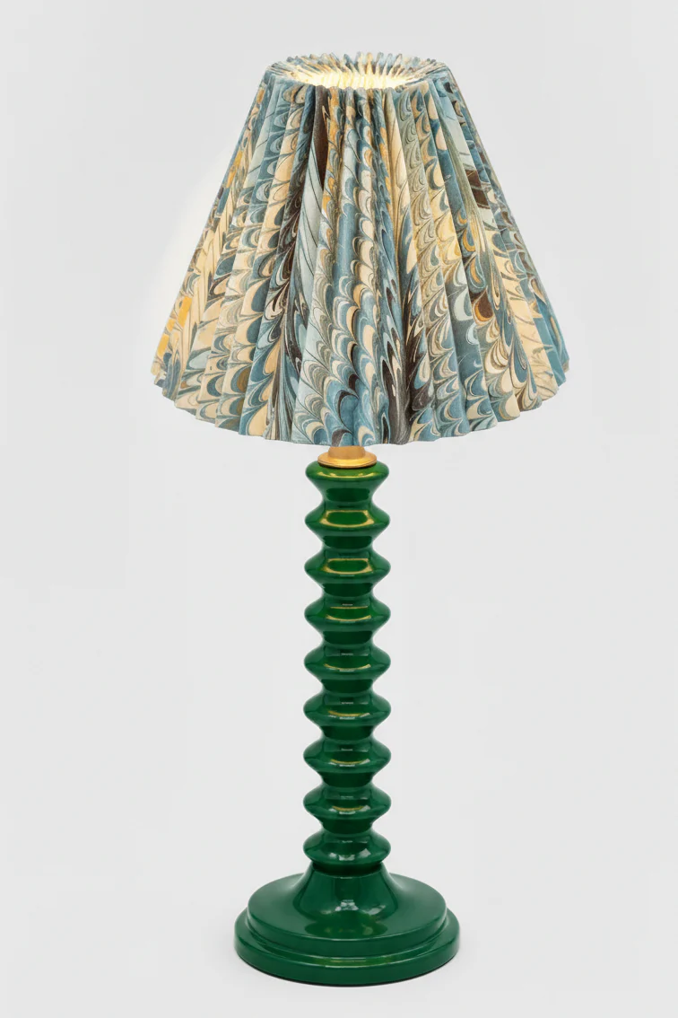 10" Hand-Marbled Pleated Empire Lampshade — Nila Feathers - Image 3