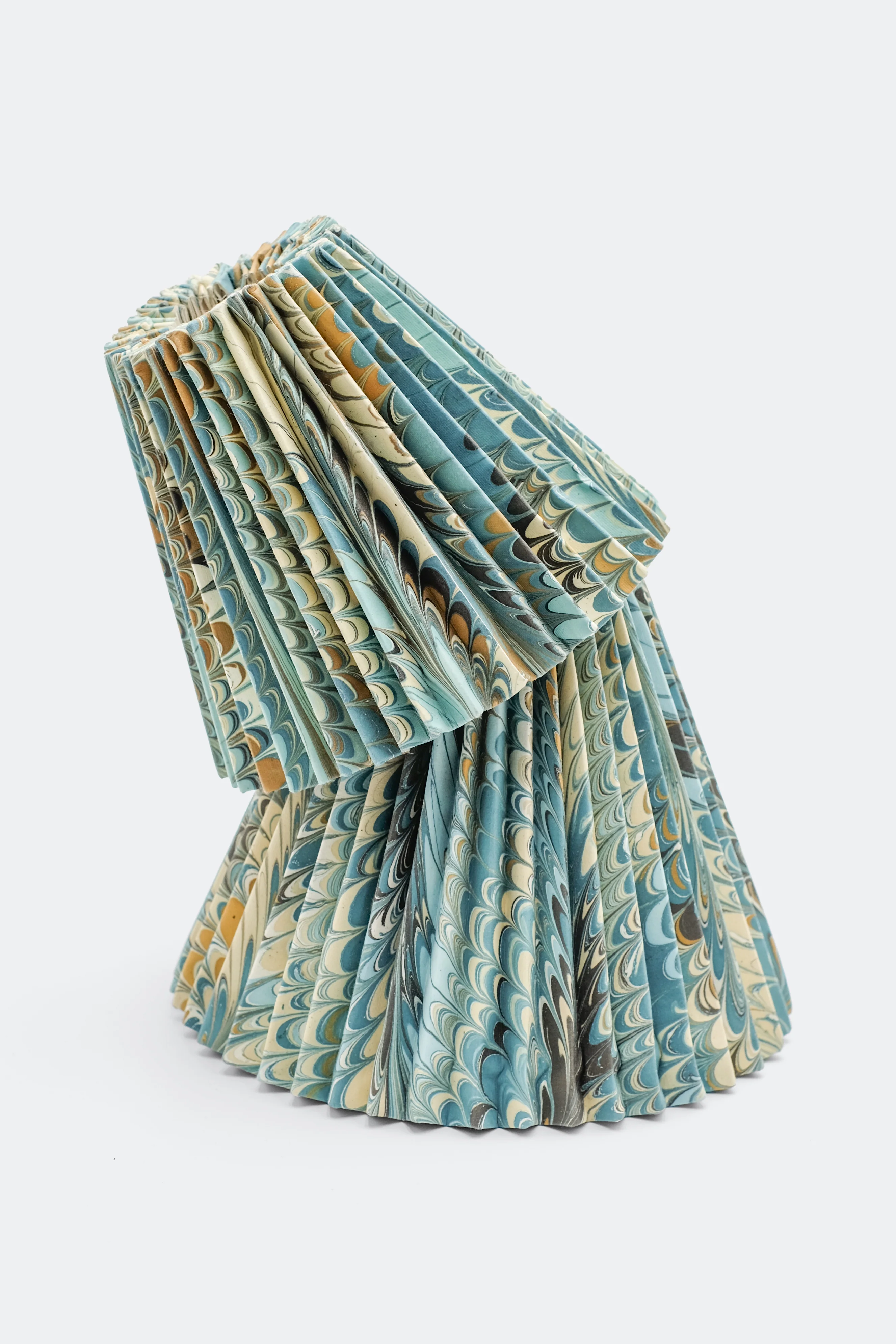 10" Hand-Marbled Pleated Empire Lampshade — Nila Feathers - Image 5