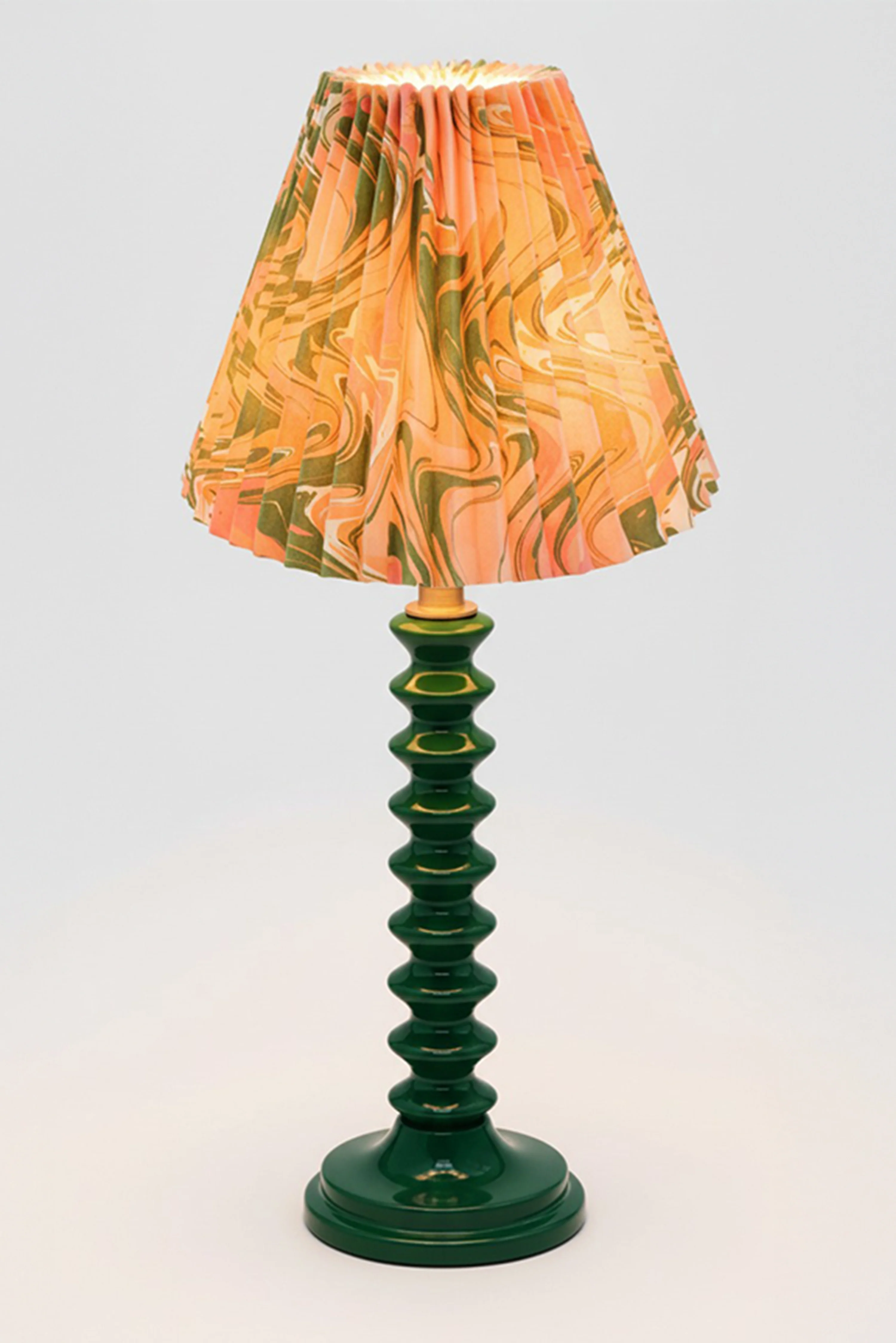 10" Hand-Marbled Pleated Empire Lampshade — Peony Bloom - Image 3
