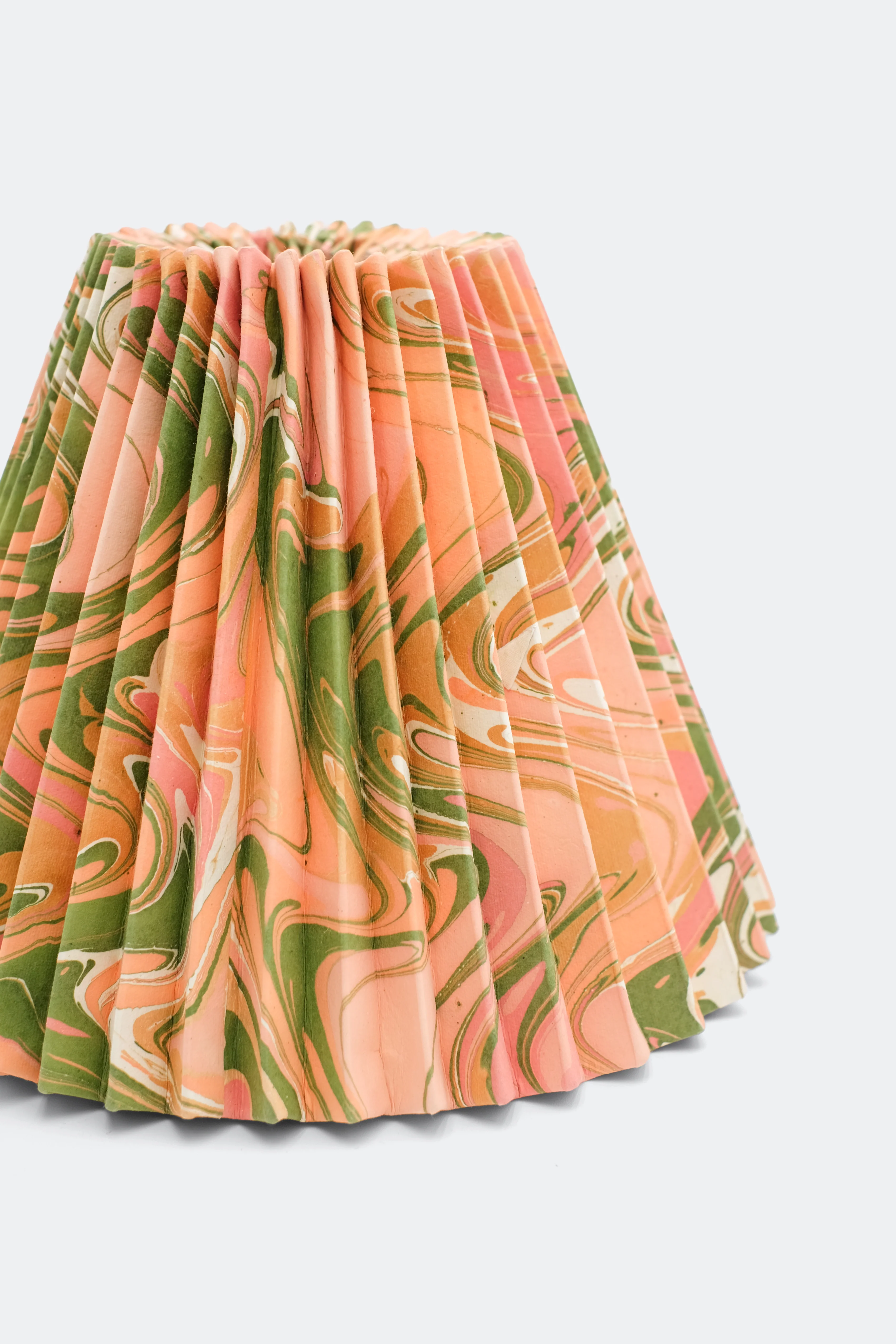 10" Hand-Marbled Pleated Empire Lampshade — Peony Bloom - Image 4