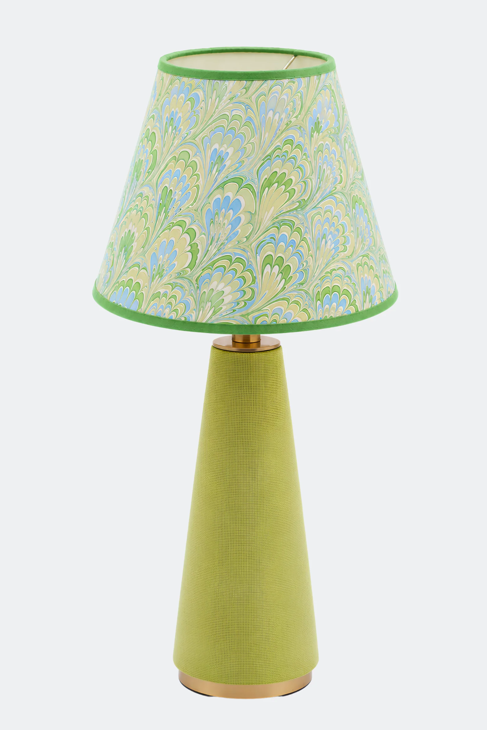 10" Hand-Marbled Empire Lampshade — Seaglass Peacock - Image 2