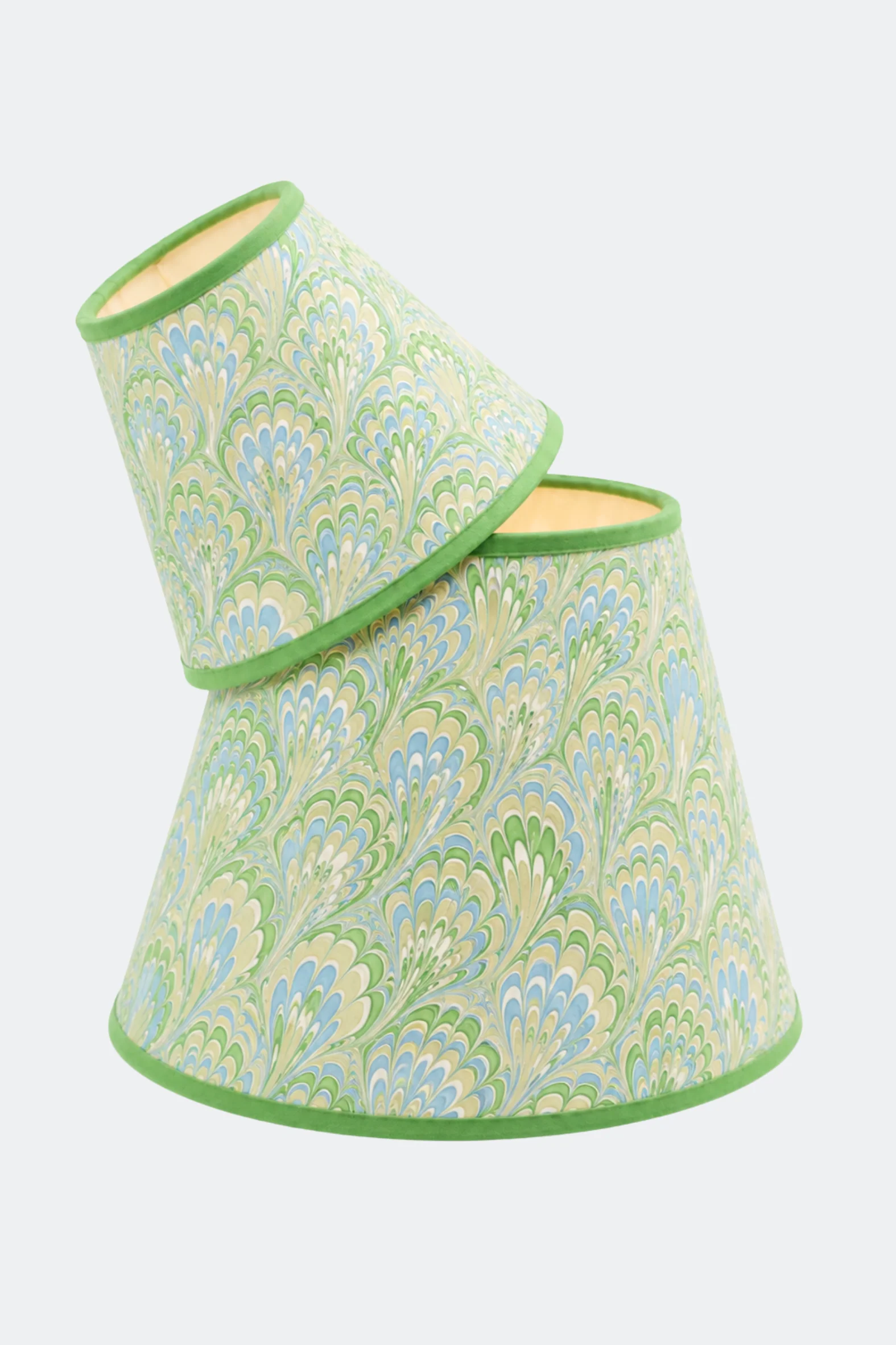 10" Hand-Marbled Empire Lampshade — Seaglass Peacock - Image 4