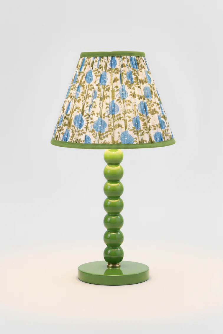 10” Pleated Blockprint Empire Lampshade — Araminta Blue - Image 3