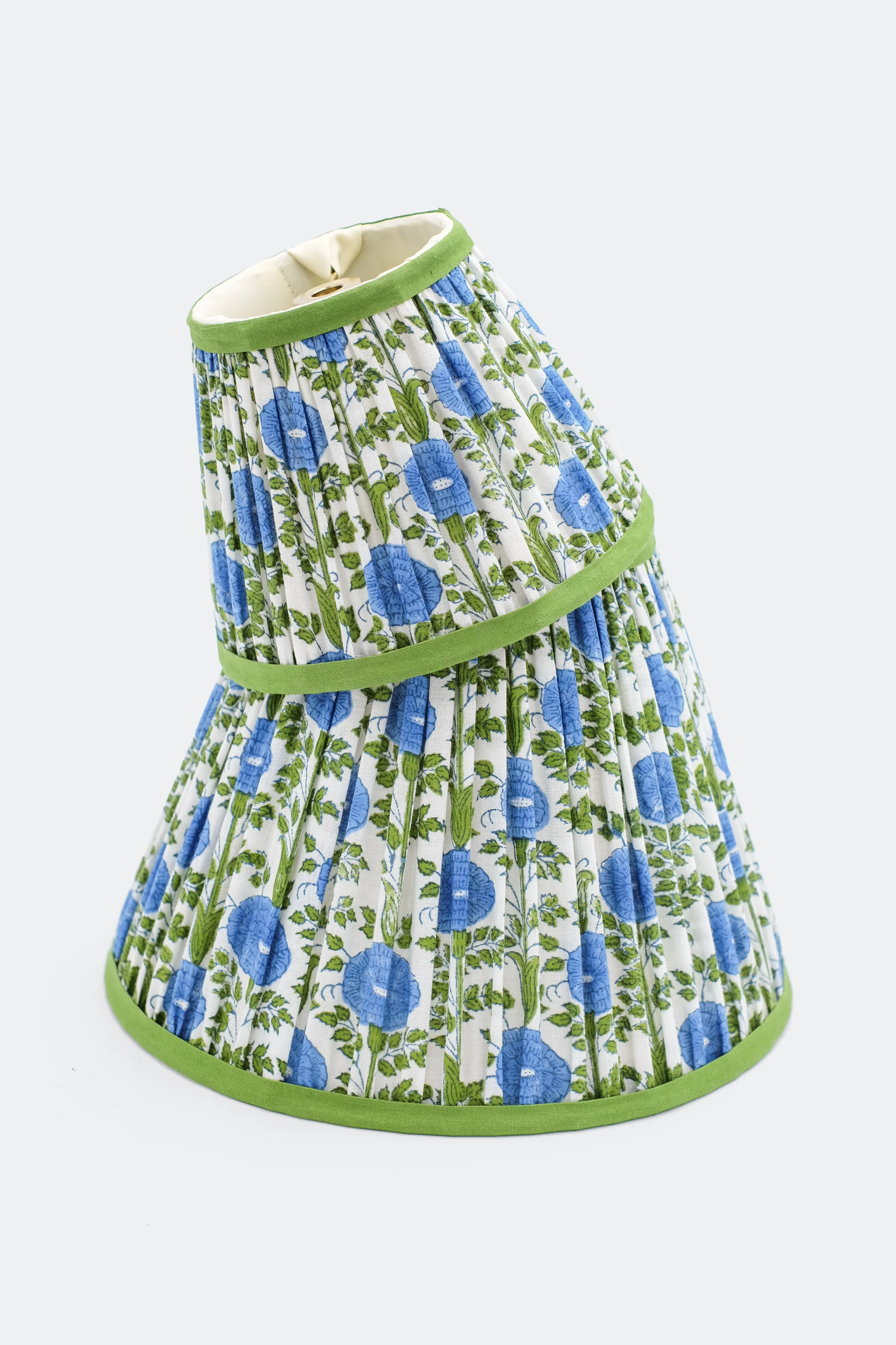 10” Pleated Blockprint Empire Lampshade — Araminta Blue - Image 4
