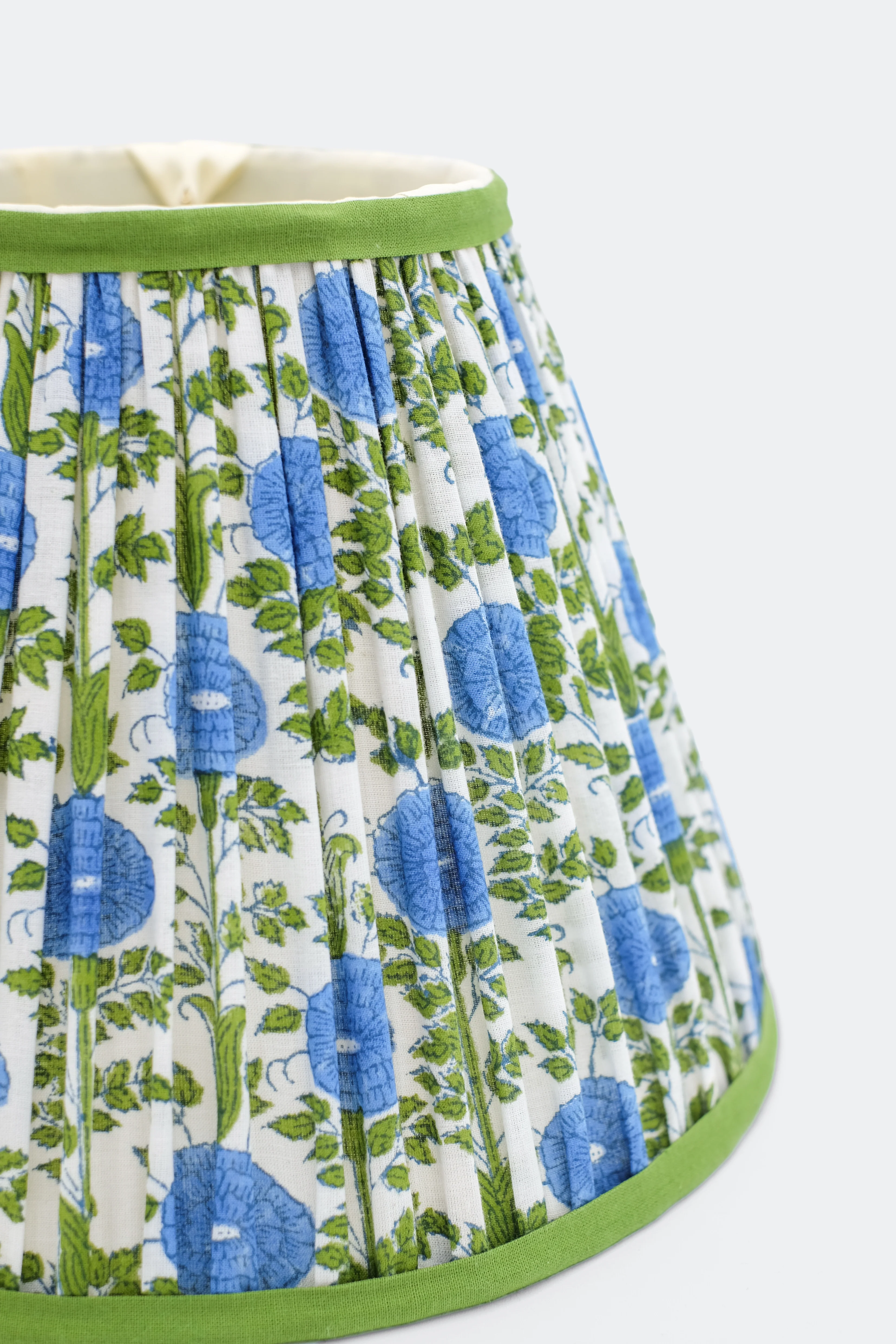 10” Pleated Blockprint Empire Lampshade — Araminta Blue - Image 5