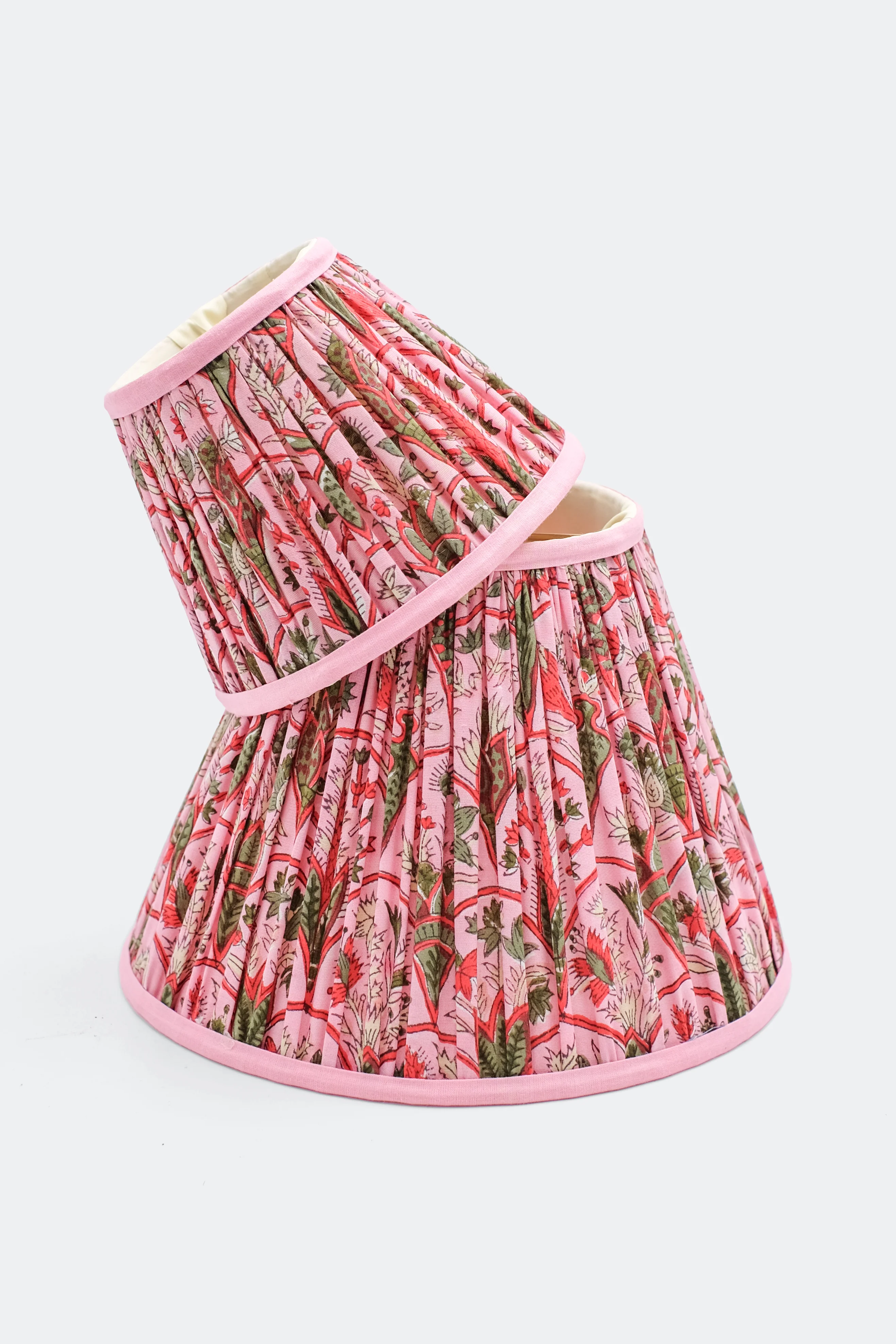 10” Pleated Blockprint Empire Lampshade — Pink Arch - Image 5