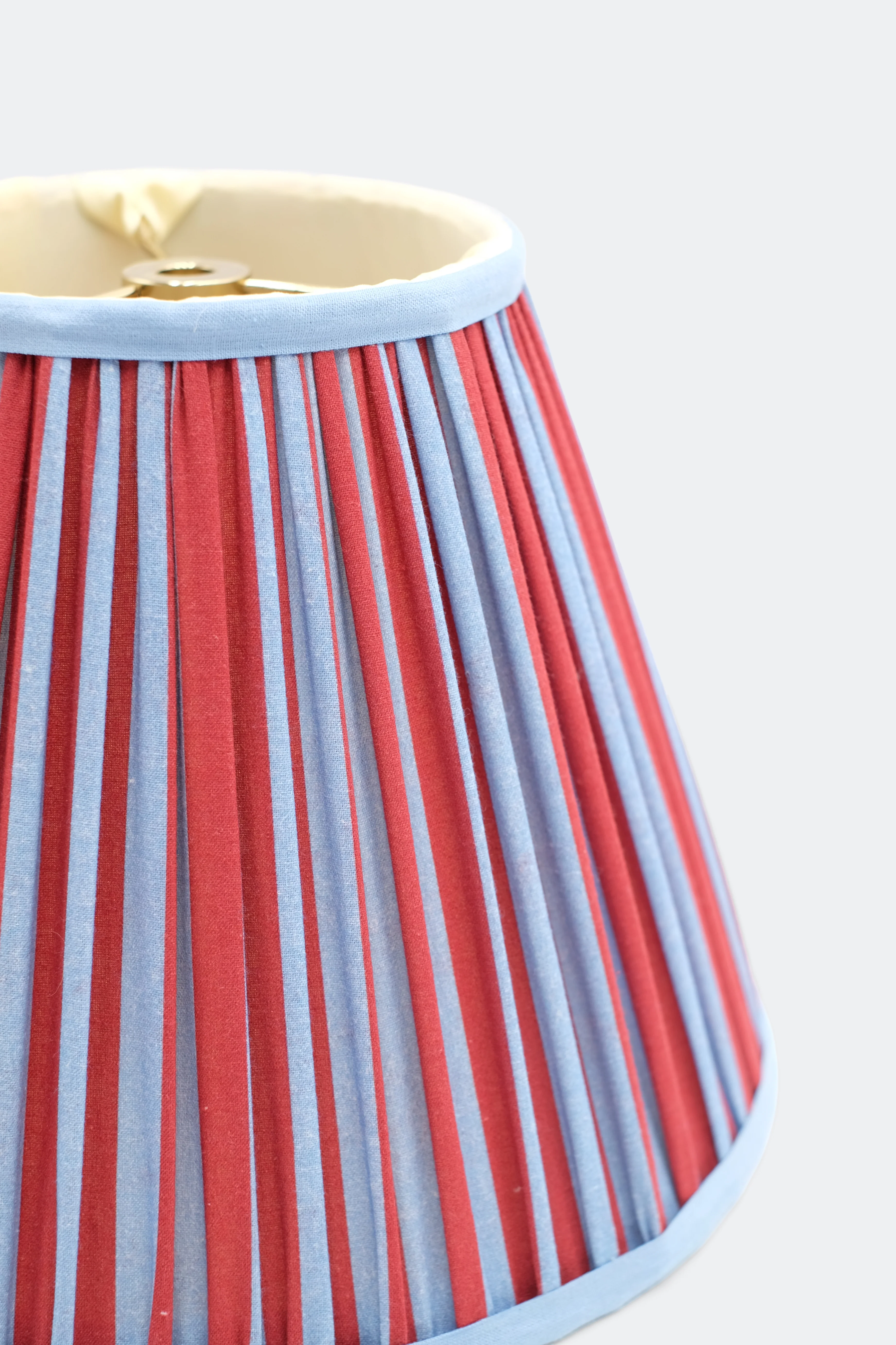 10” Pleated Blockprint Empire Lampshade — Red and Blue Stripes - Image 5
