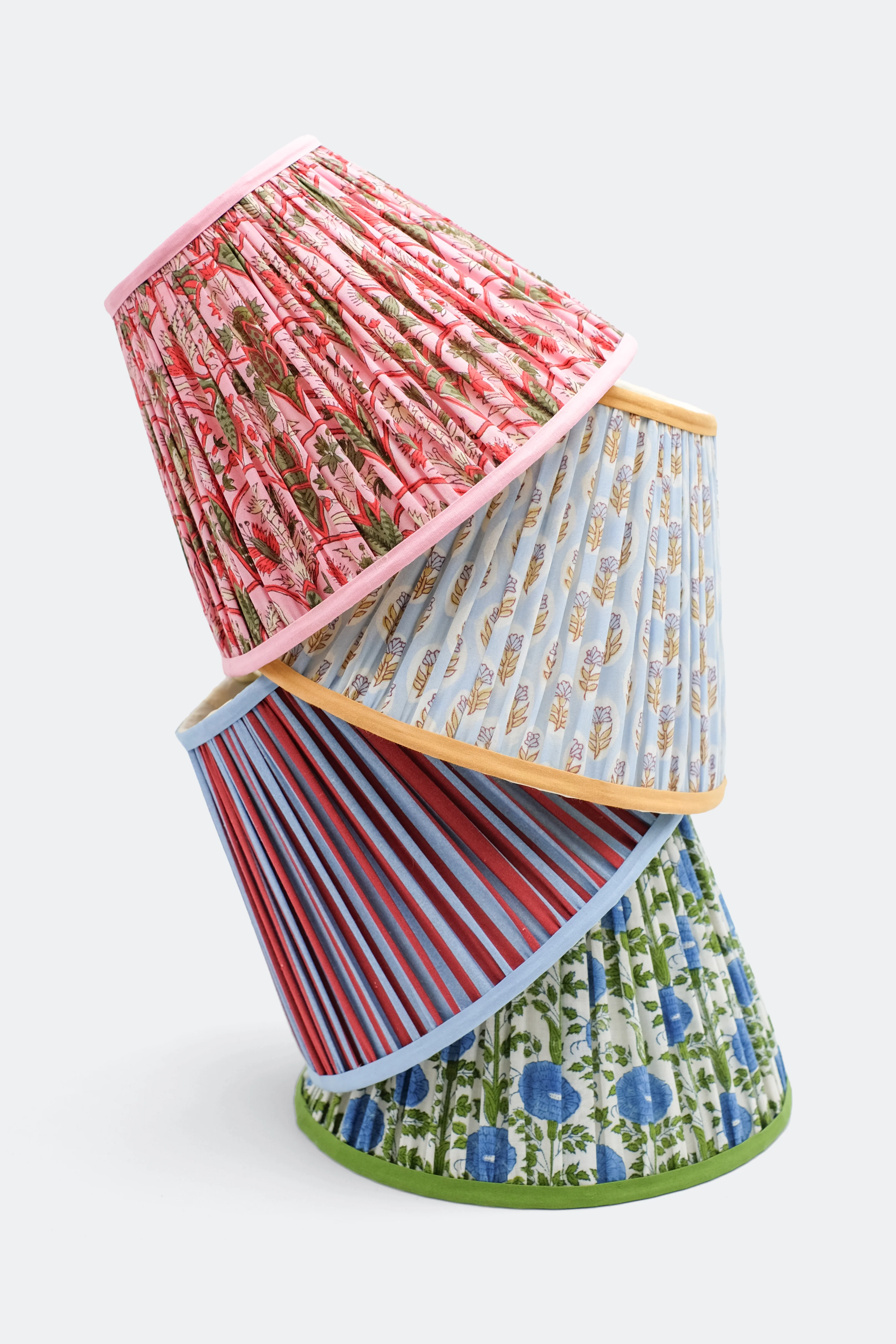 10” Pleated Blockprint Empire Lampshade — Araminta Blue - Image 6