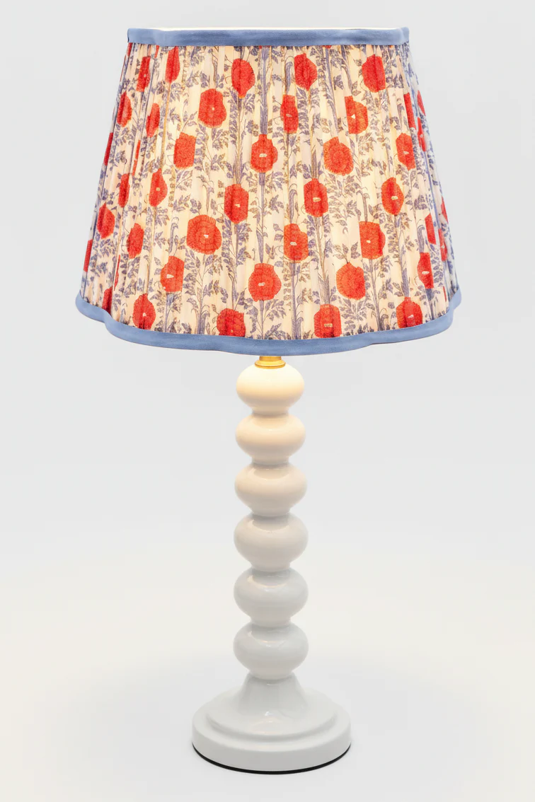 14" Pleated Blockprint Scalloped Lampshade — Araminta Red - Image 4