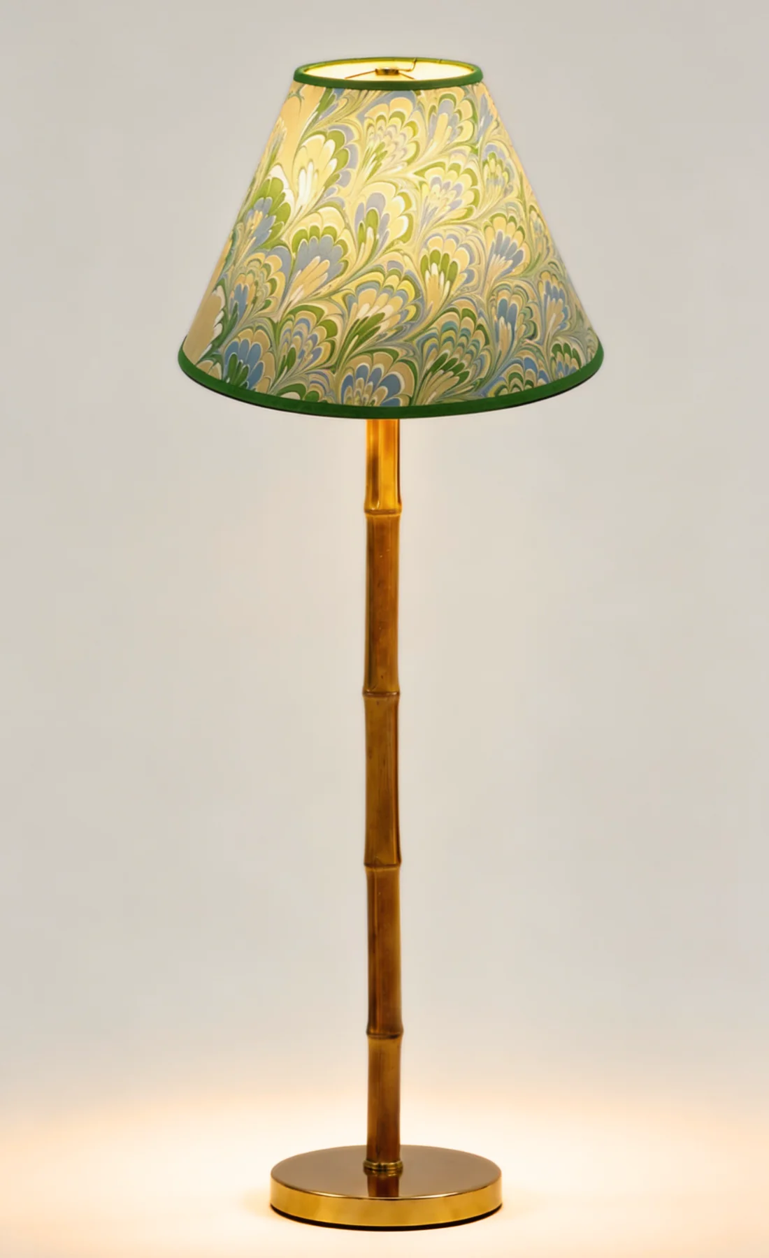 16" Hand-Marbled Empire Lampshade — Seaglass Peacock - Image 3
