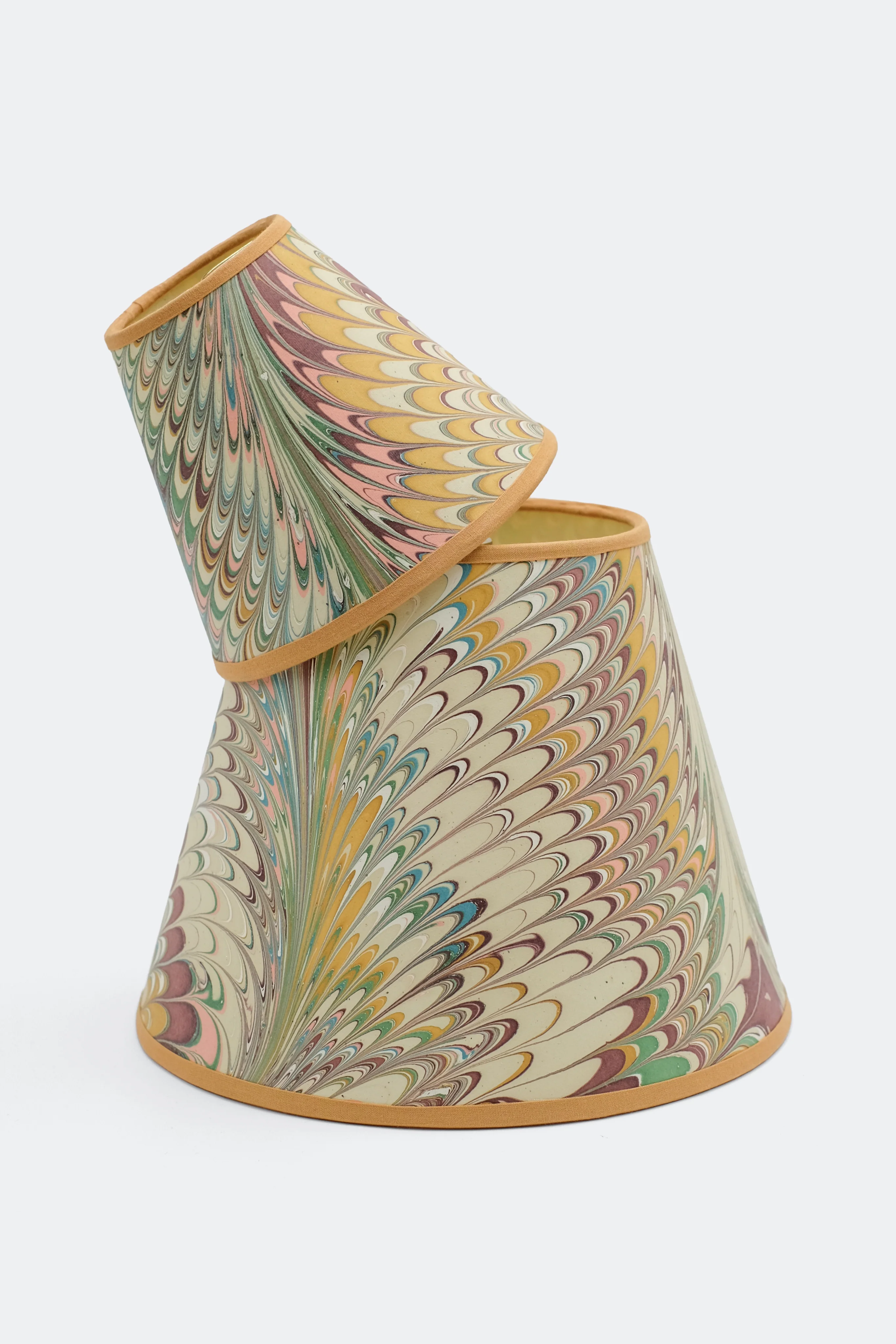 6" Hand-Marbled Clip On Chandelier Sconce Lampshade — Flatiron Feathers - Image 4