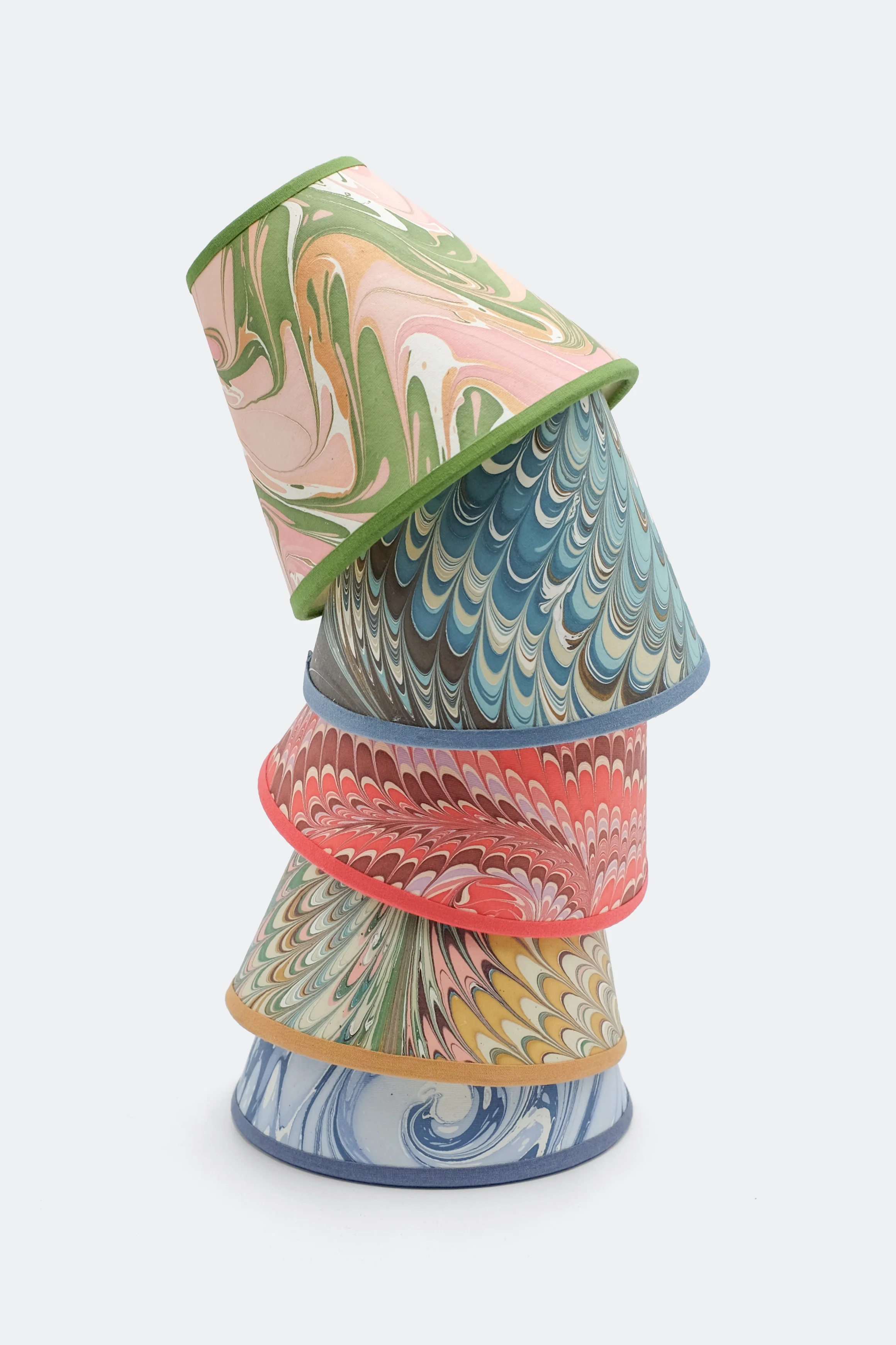 6" Hand-Marbled Clip On Chandelier Sconce Lampshade — Flatiron Feathers - Image 6