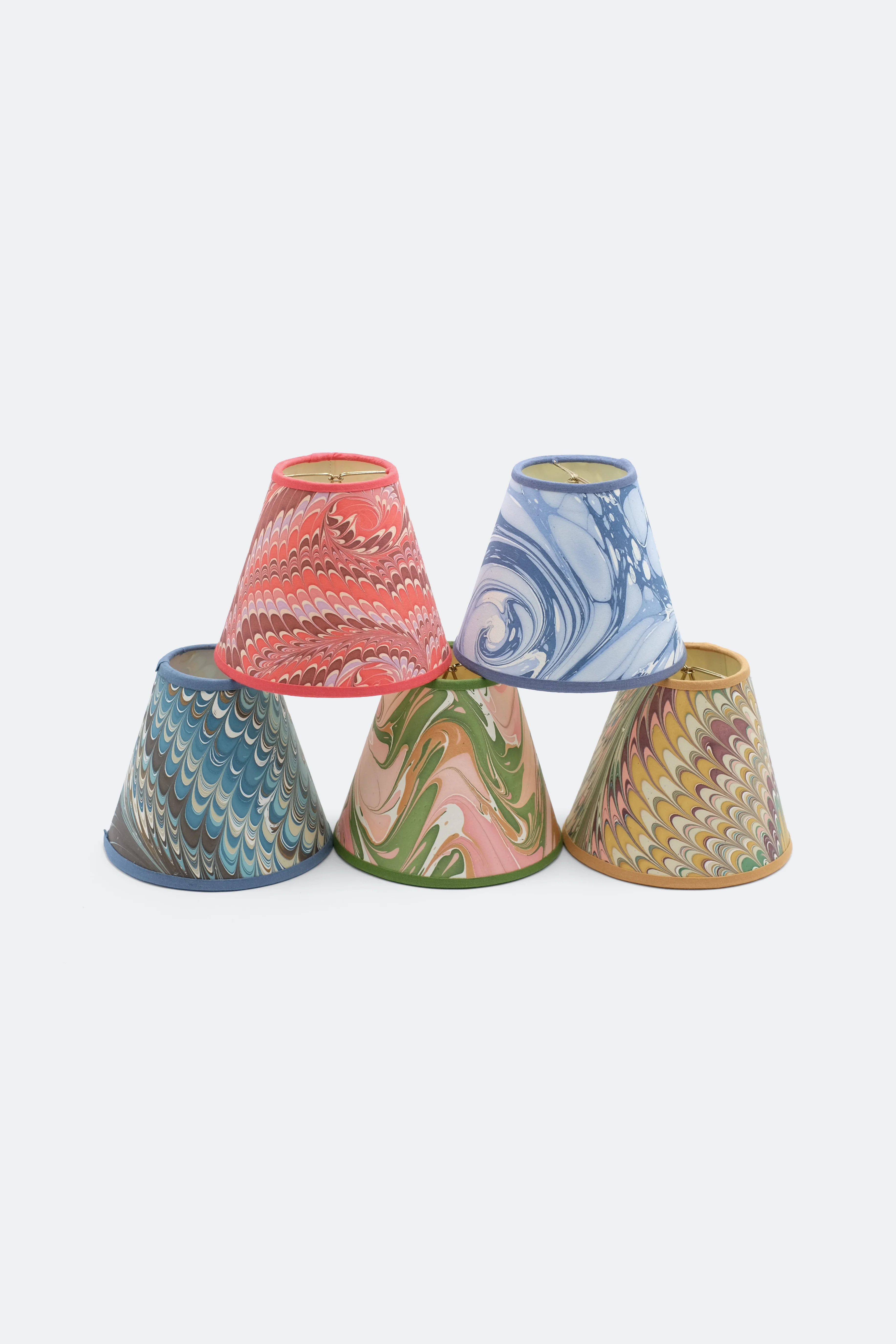 6" Hand-Marbled Clip On Chandelier Sconce Lampshade — Flatiron Feathers - Image 7
