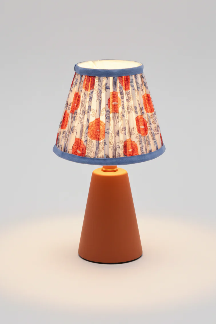 6" Mini Pleated Blockprint Lampshade — Araminta Red - Image 3