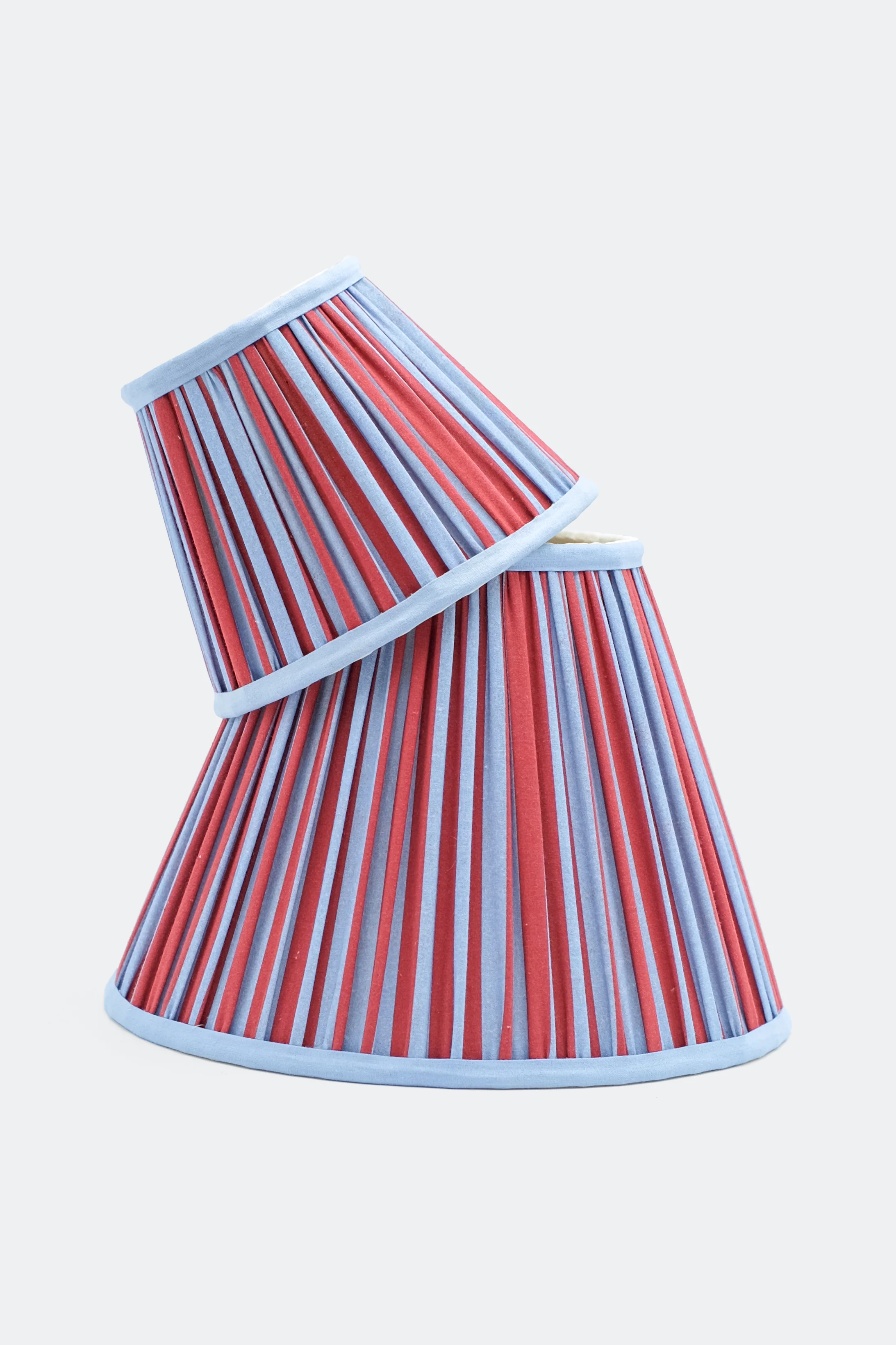 6" Mini Pleated Blockprint Lampshade — Red and Blue Stripes - Image 4