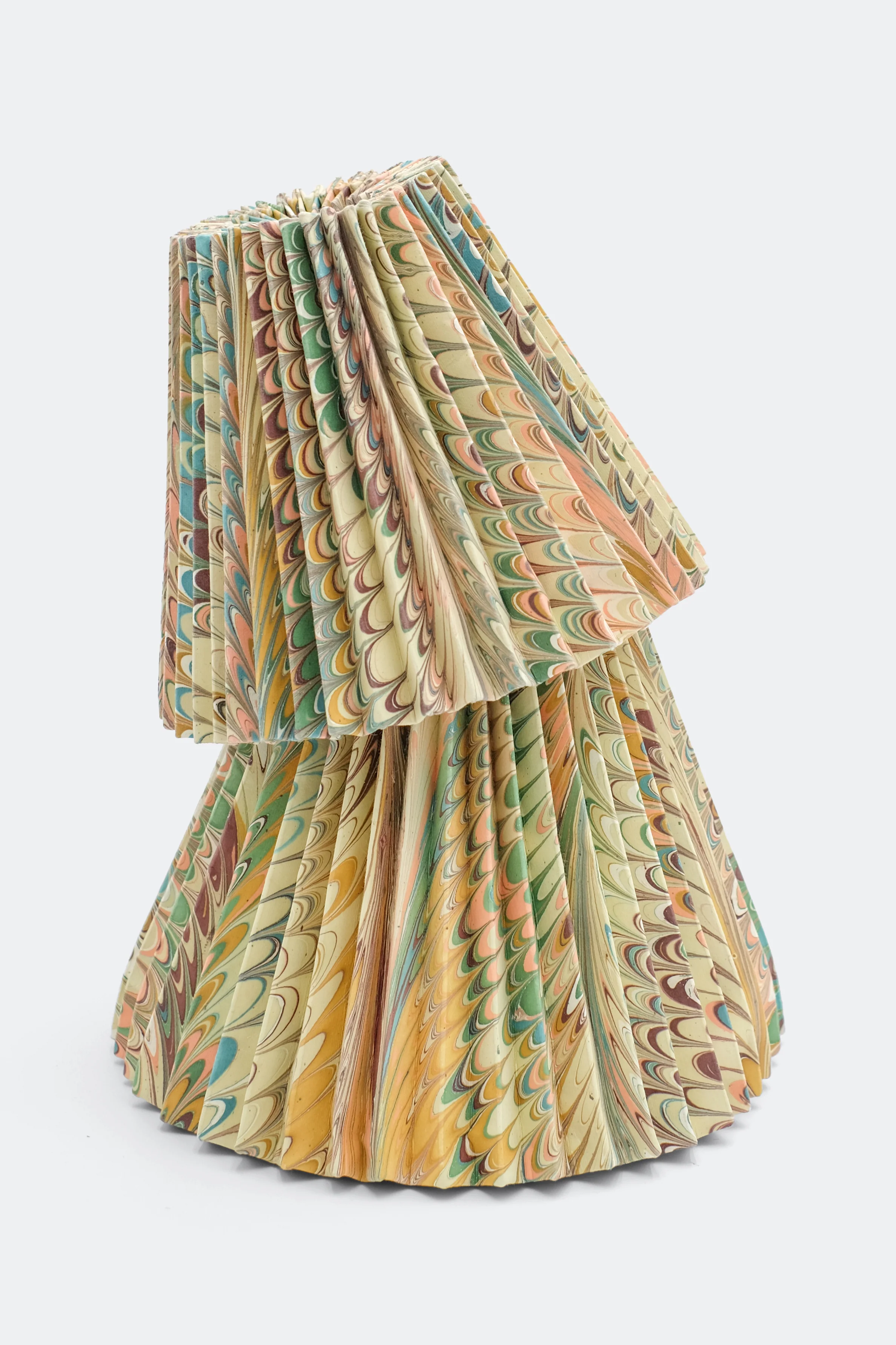 8" Hand-Marbled Pleated Empire Lampshade — Flatiron Feathers - Image 4
