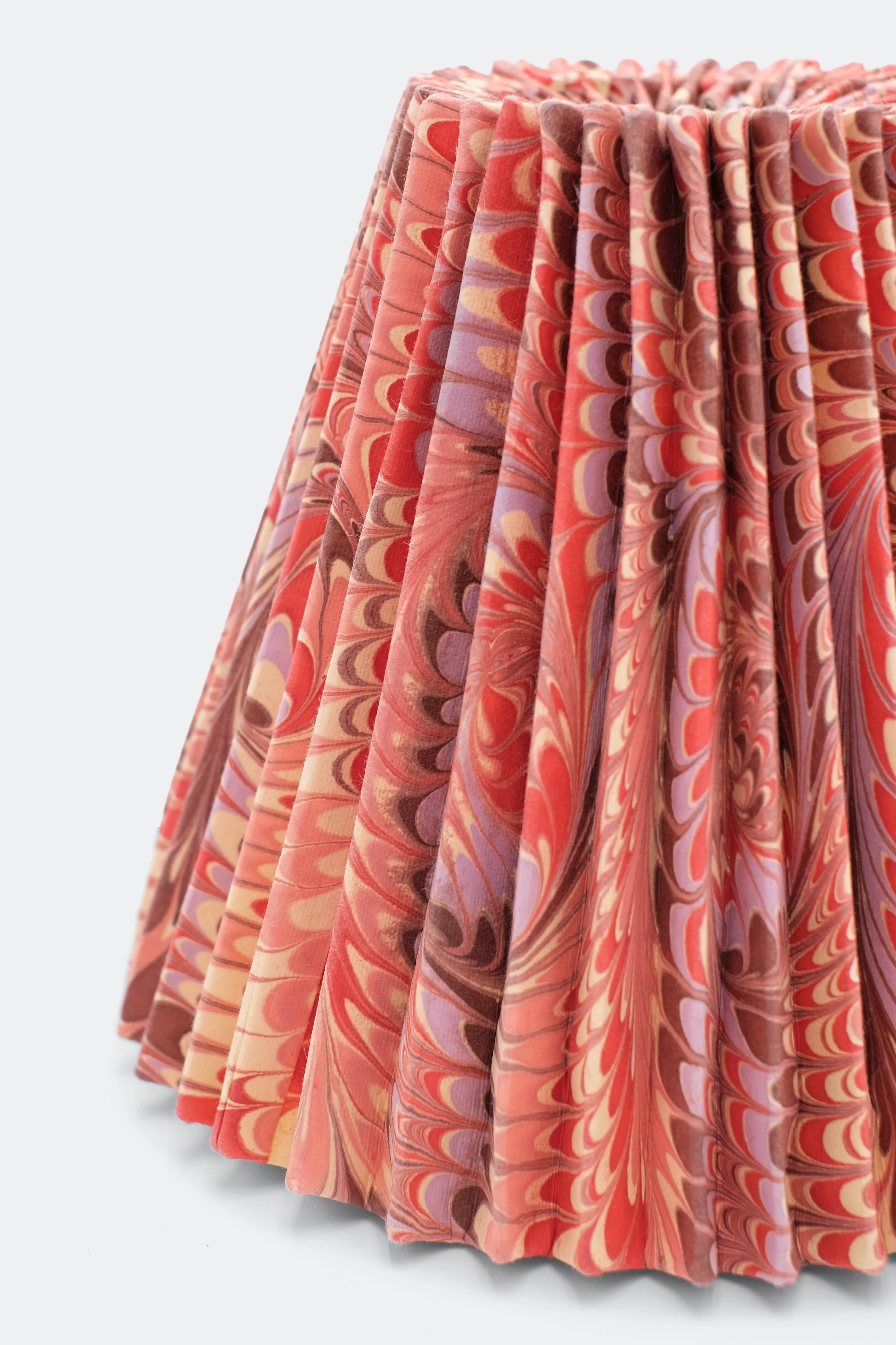 8" Hand-Marbled Pleated Empire Lampshade — Florentine Pink - Image 4
