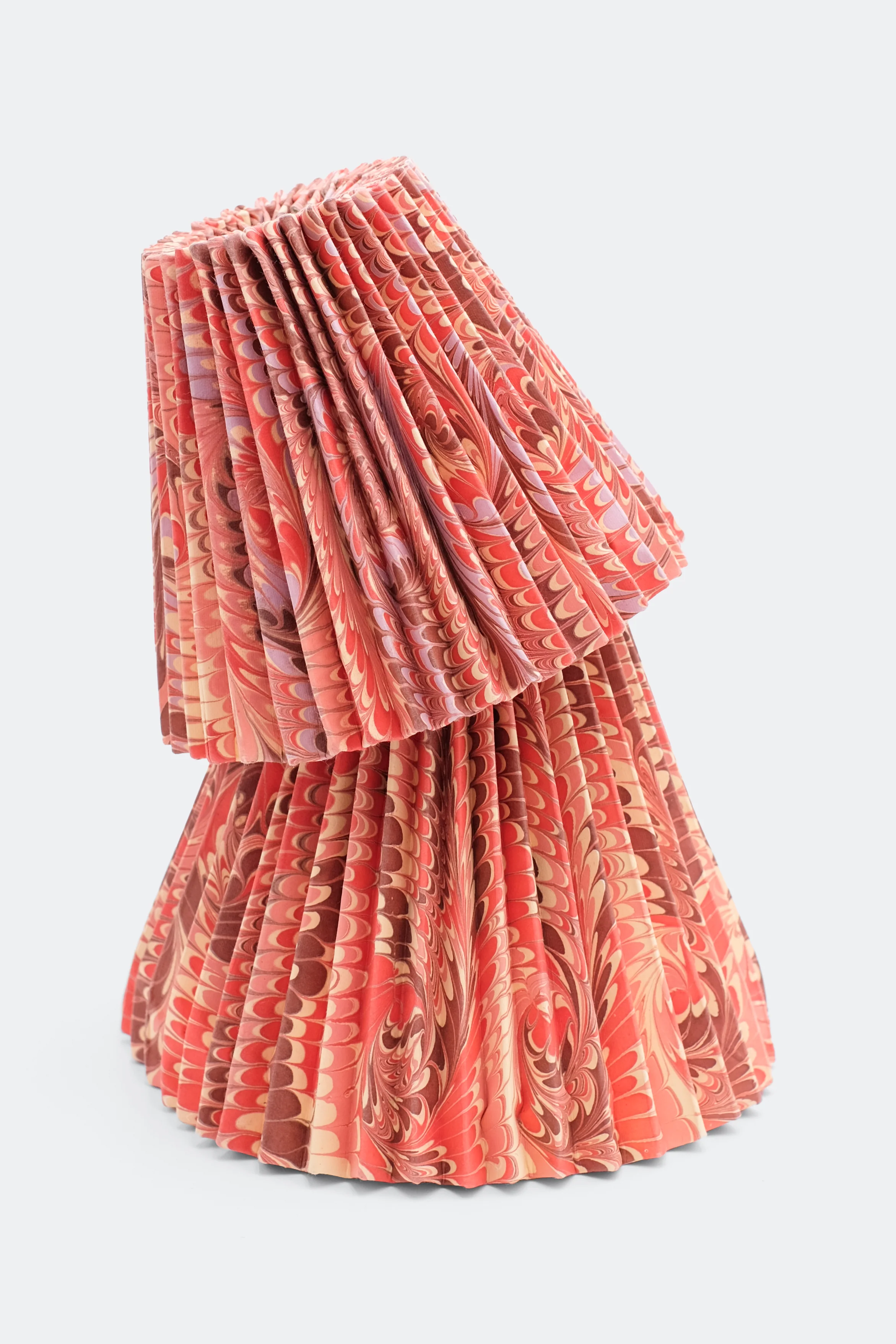 8" Hand-Marbled Pleated Empire Lampshade — Florentine Pink - Image 5