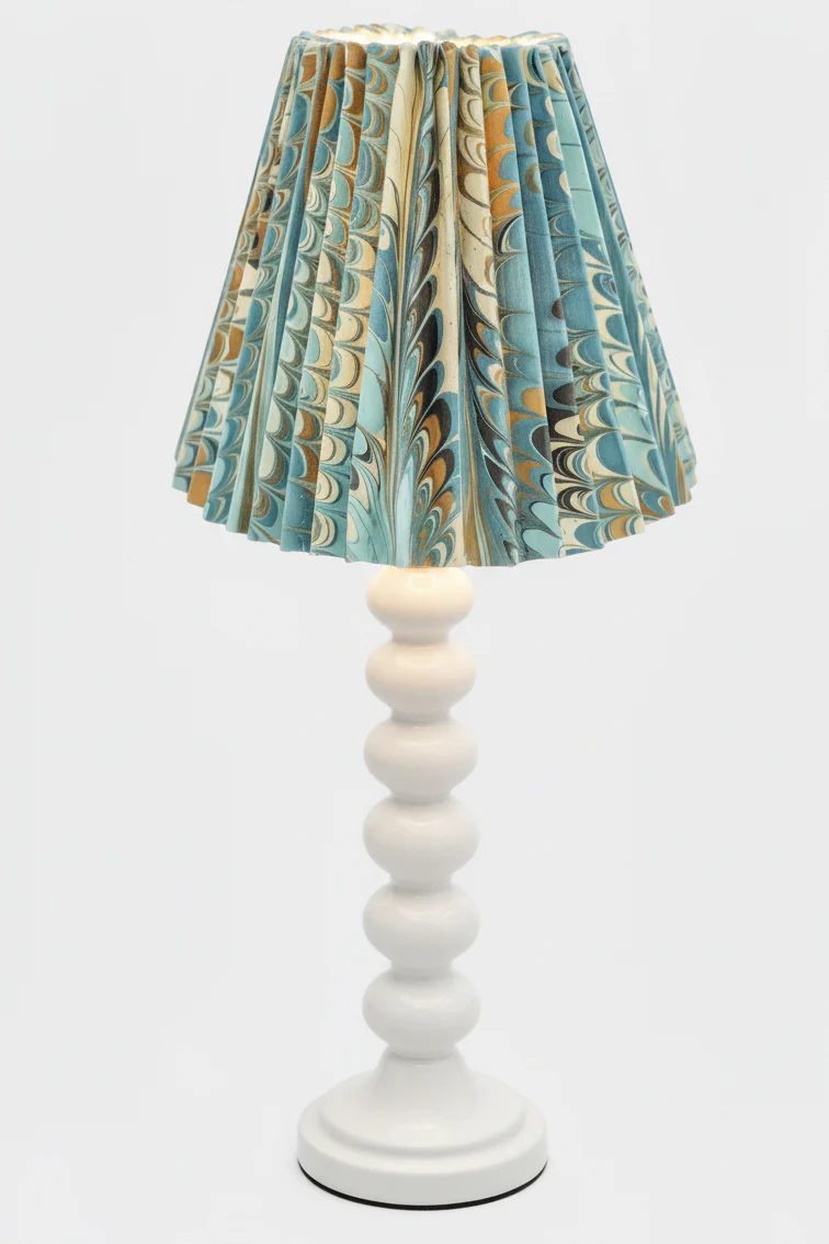 8" Hand-Marbled Pleated Empire Lampshade — Nila Feathers - Image 3