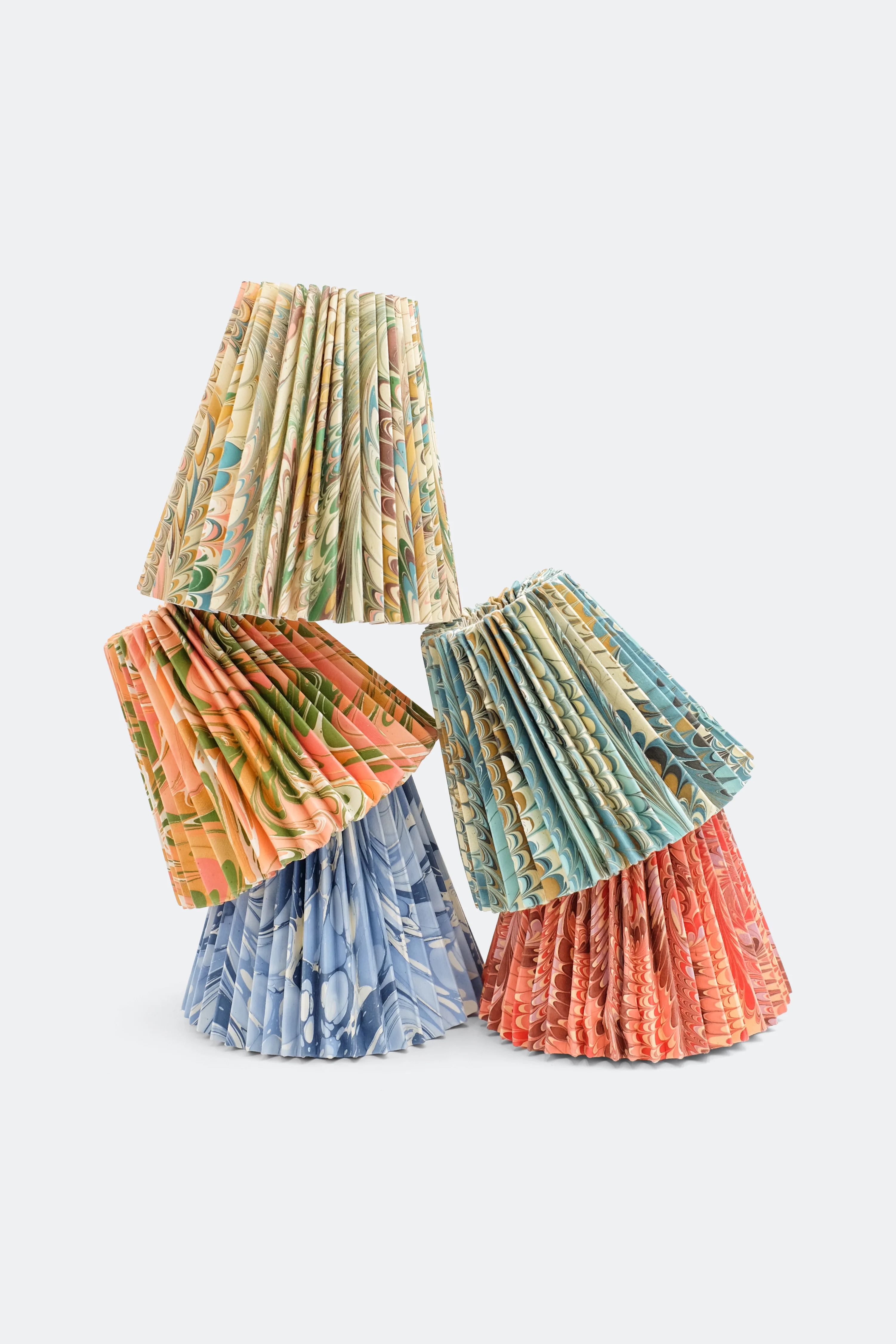 8" Hand-Marbled Pleated Empire Lampshade — Nila Feathers - Image 6