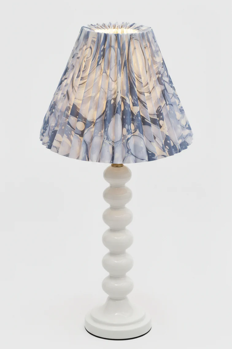 8" Hand-Marbled Pleated Empire Lampshade — Ocean Wave - Image 3