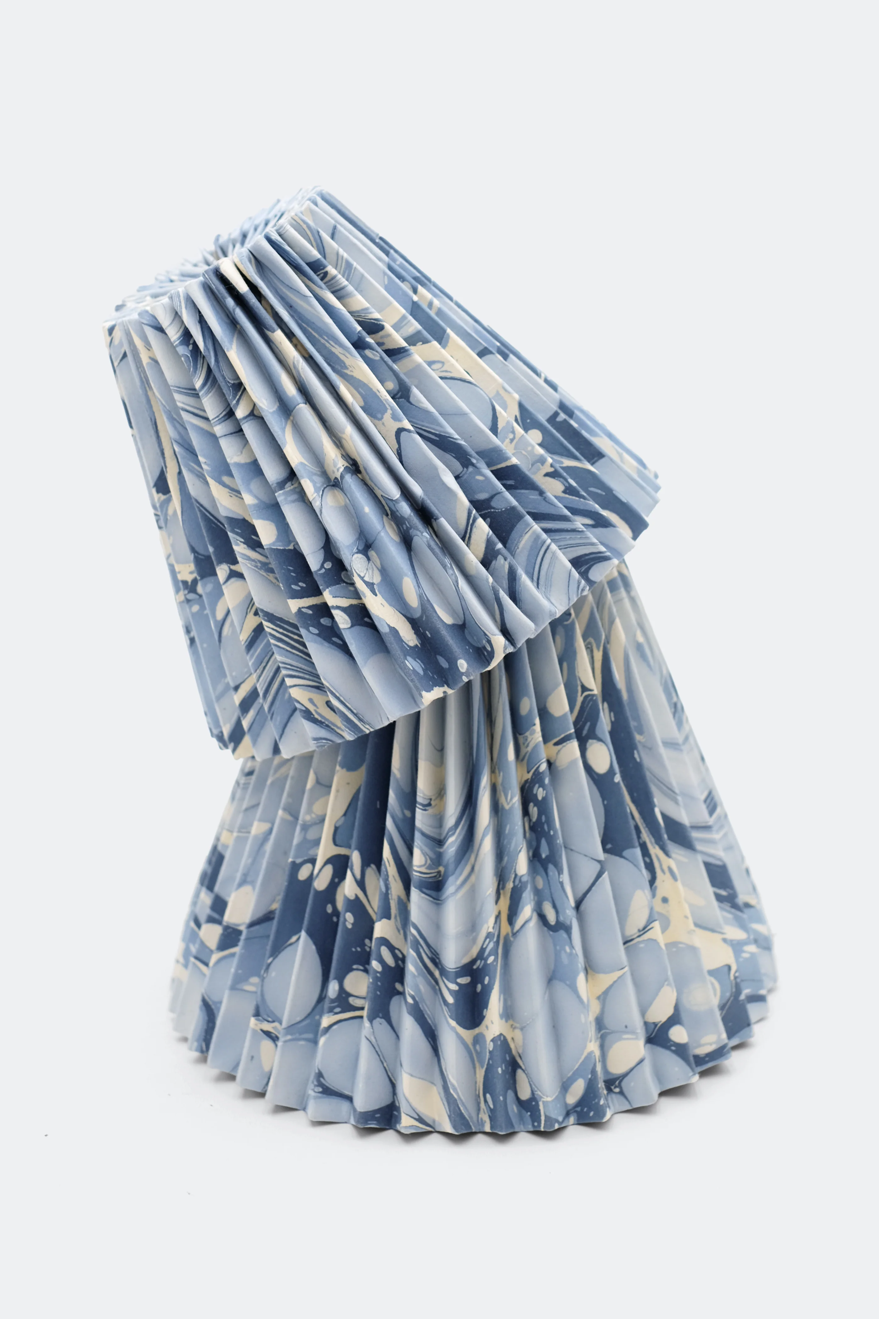8" Hand-Marbled Pleated Empire Lampshade — Ocean Wave - Image 4