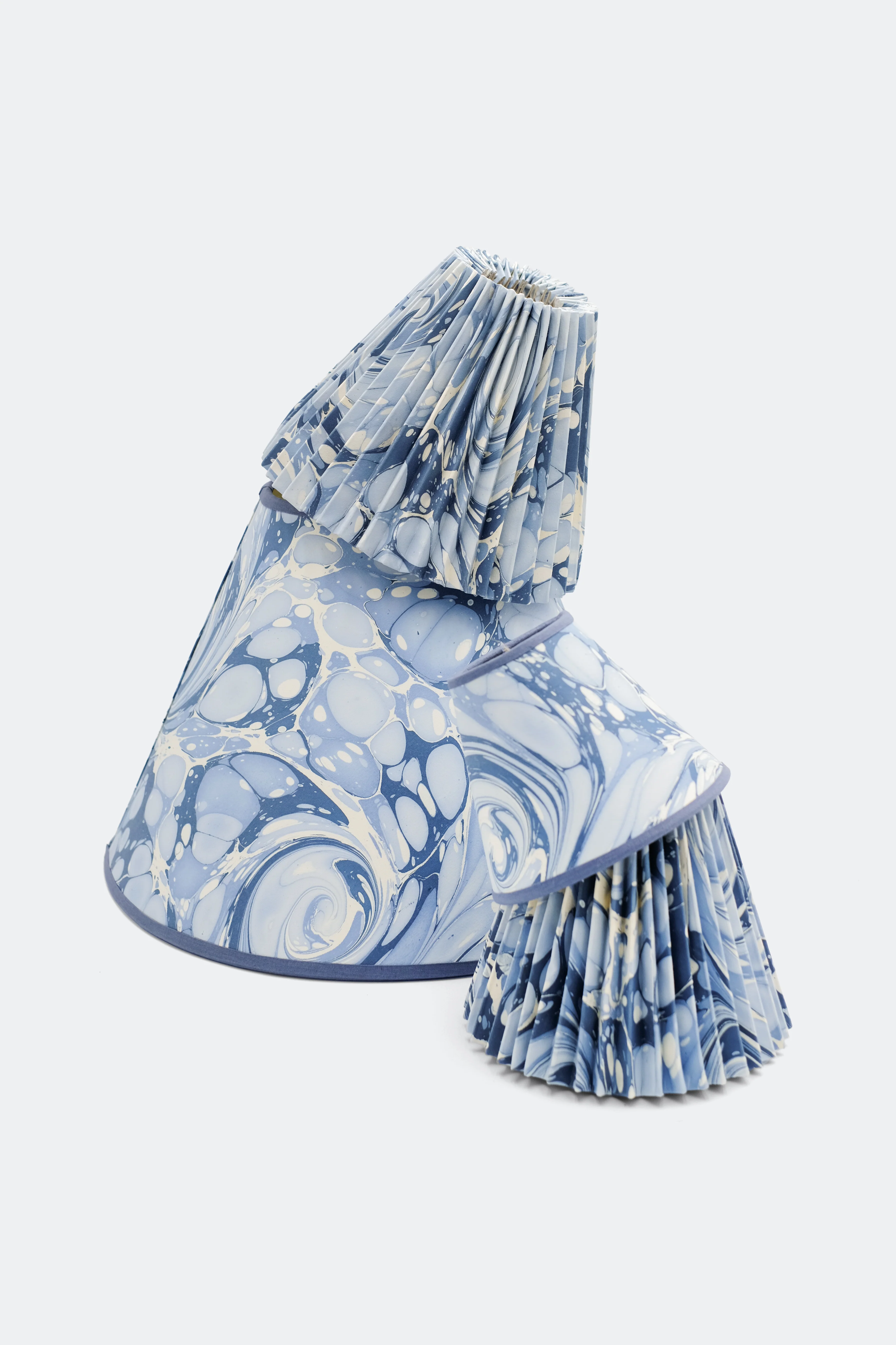 8" Hand-Marbled Pleated Empire Lampshade — Ocean Wave - Image 5