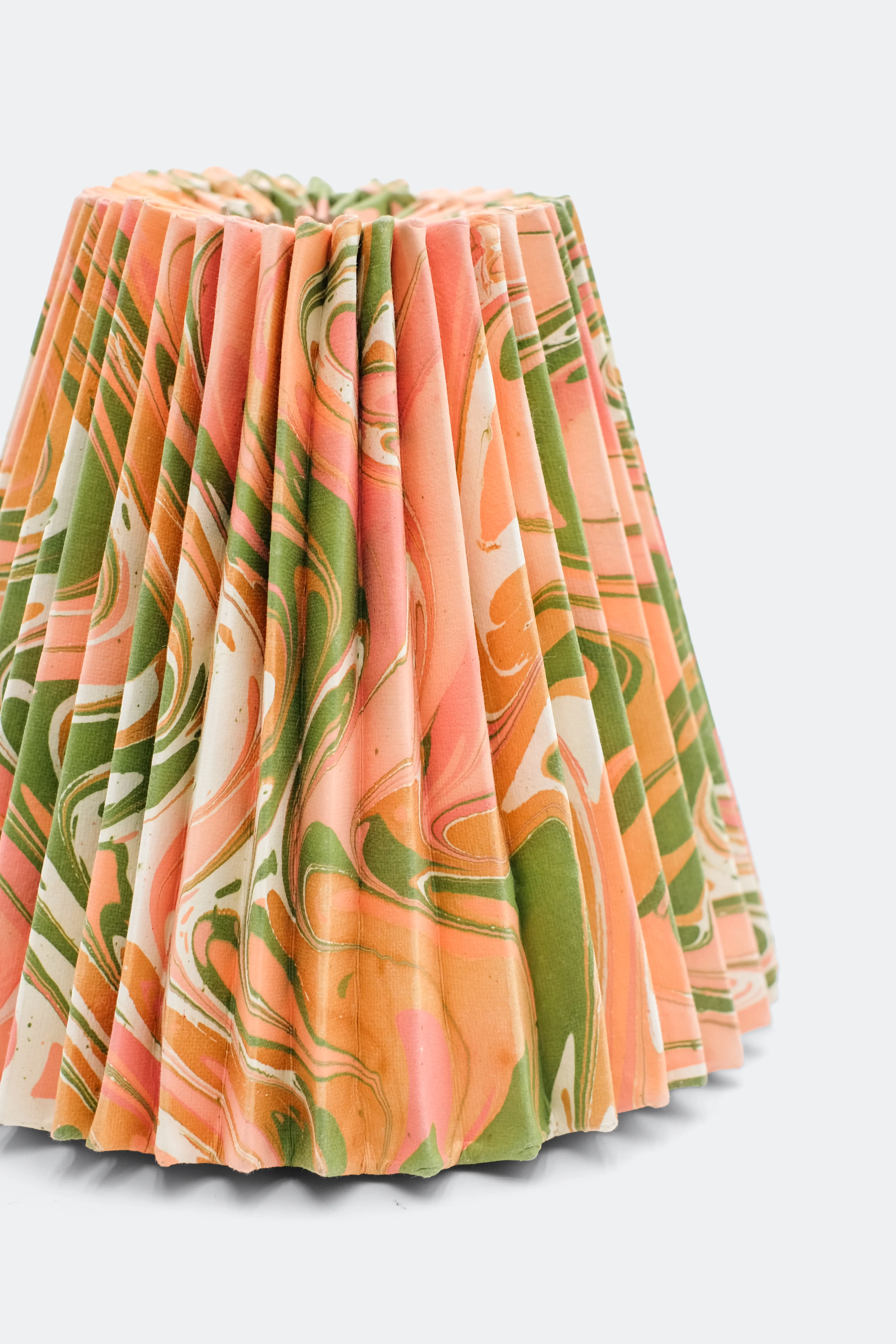 8" Hand-Marbled Pleated Empire Lampshade — Peony Bloom - Image 4