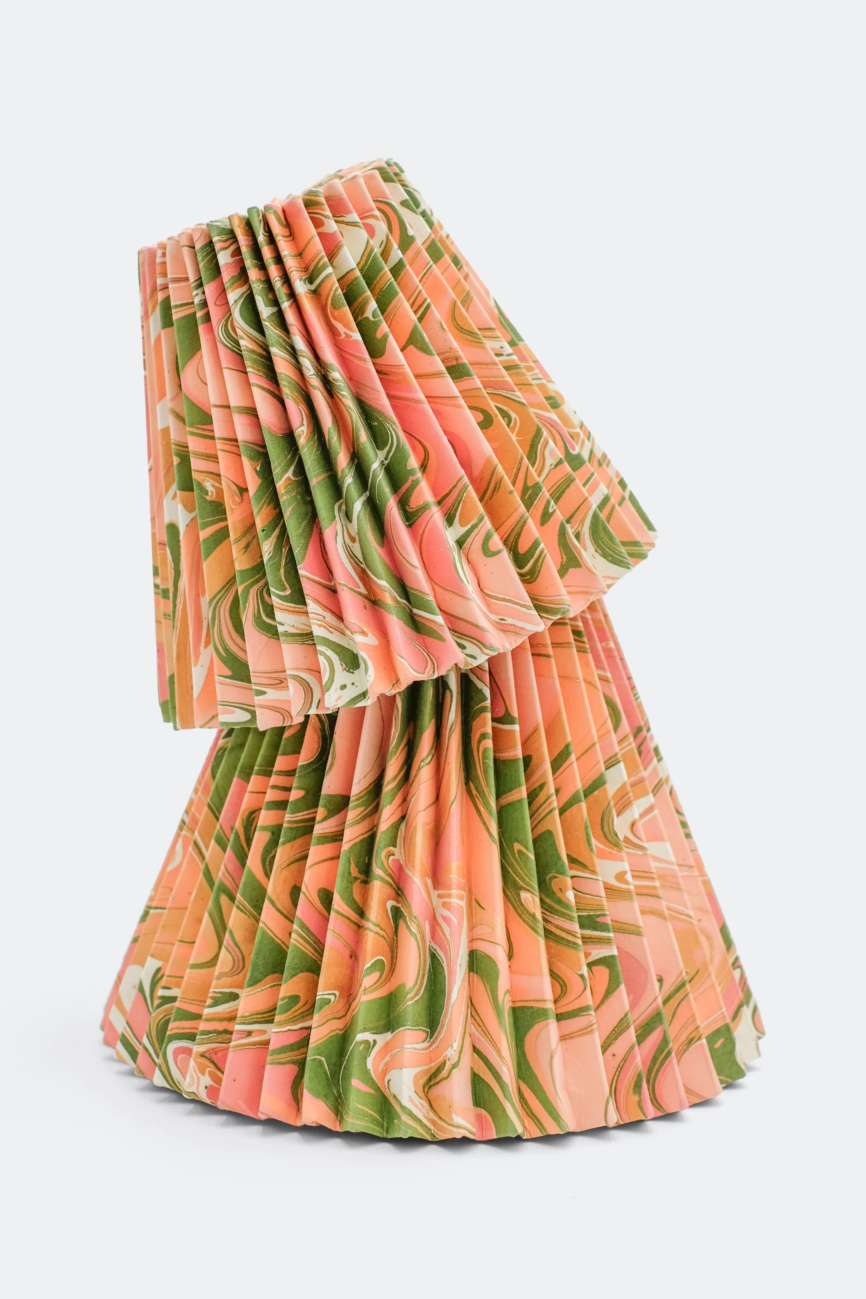 8" Hand-Marbled Pleated Empire Lampshade — Peony Bloom - Image 5