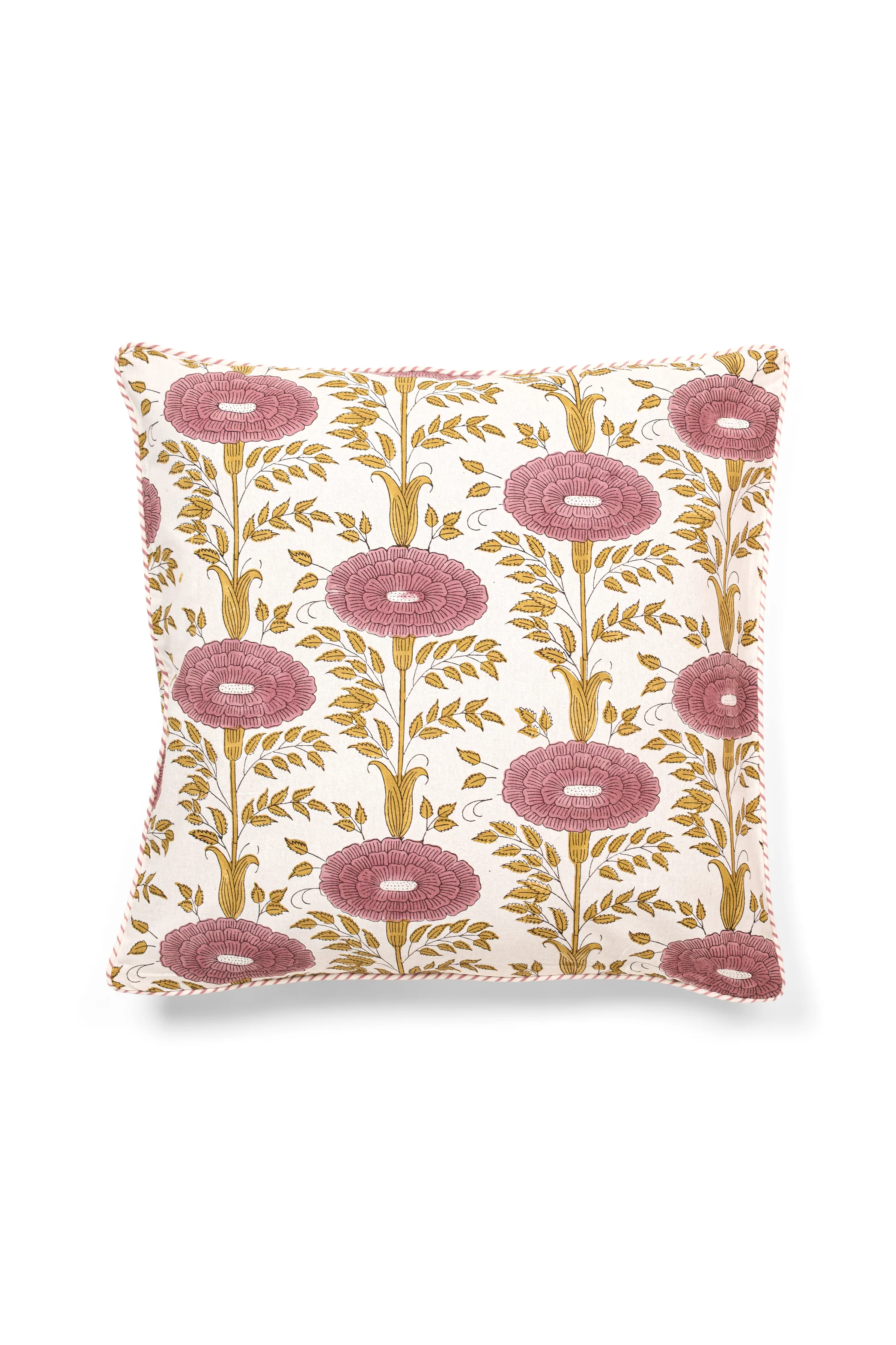 Araminta Blockprint Floral Pillow Cover — Purple
