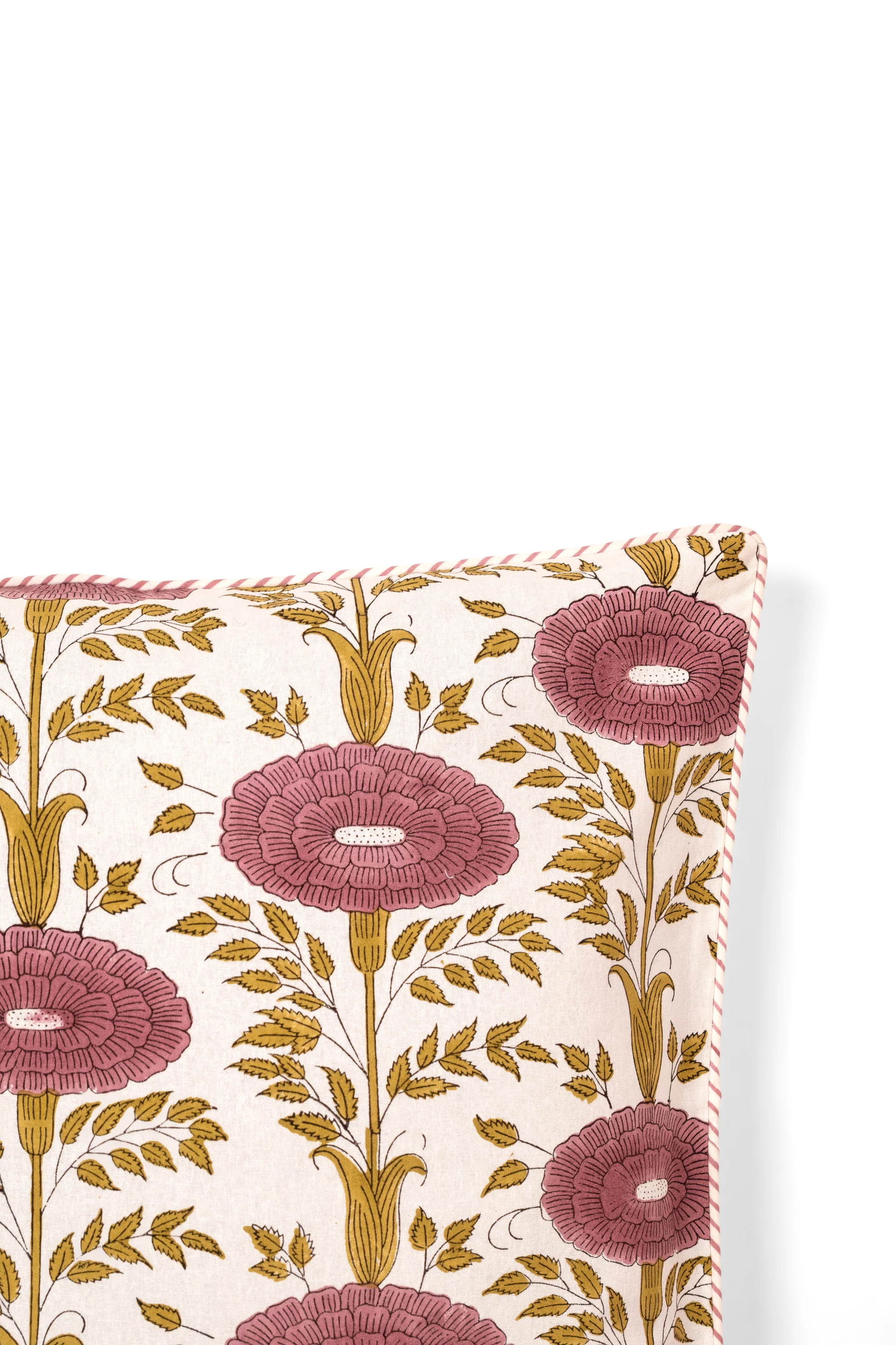 Araminta Blockprint Floral Pillow Cover — Purple - Image 2