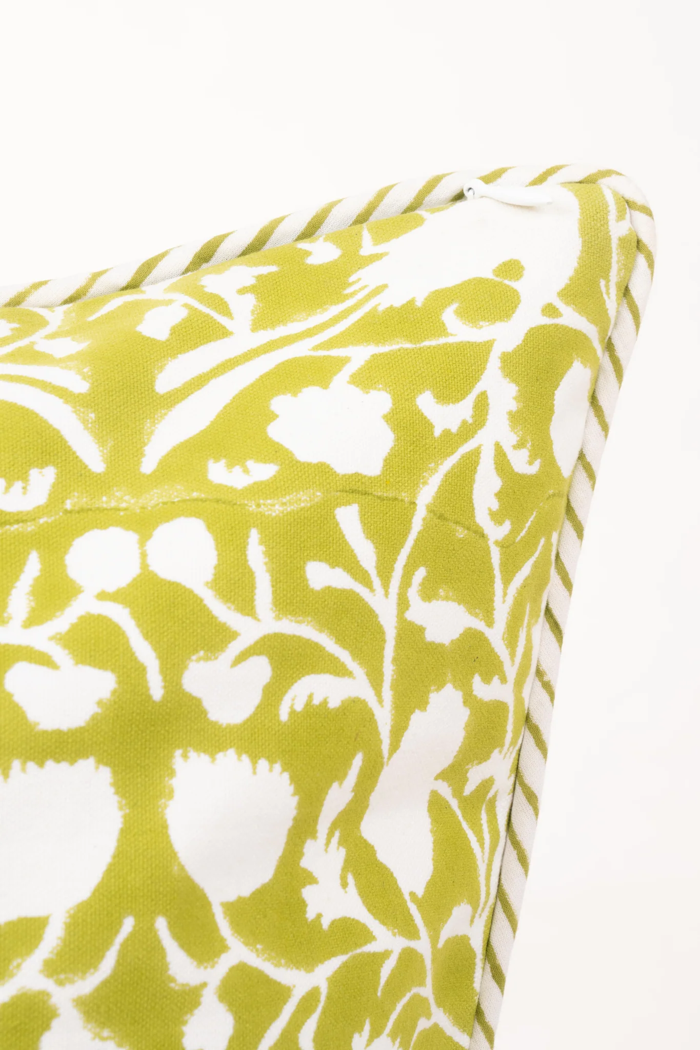 Birds of a Feather Blockprint Pillow in Olive Green - Image 2