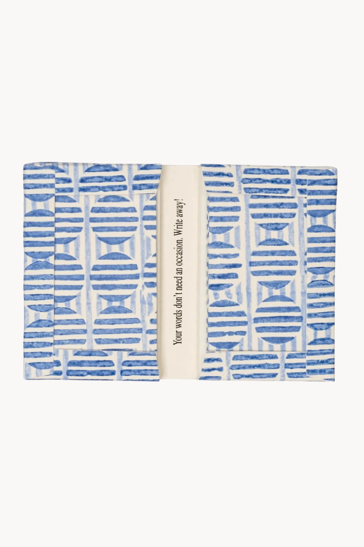 Striped Circles Blockprint Notecards in Blue, Set of 8 - Image 4