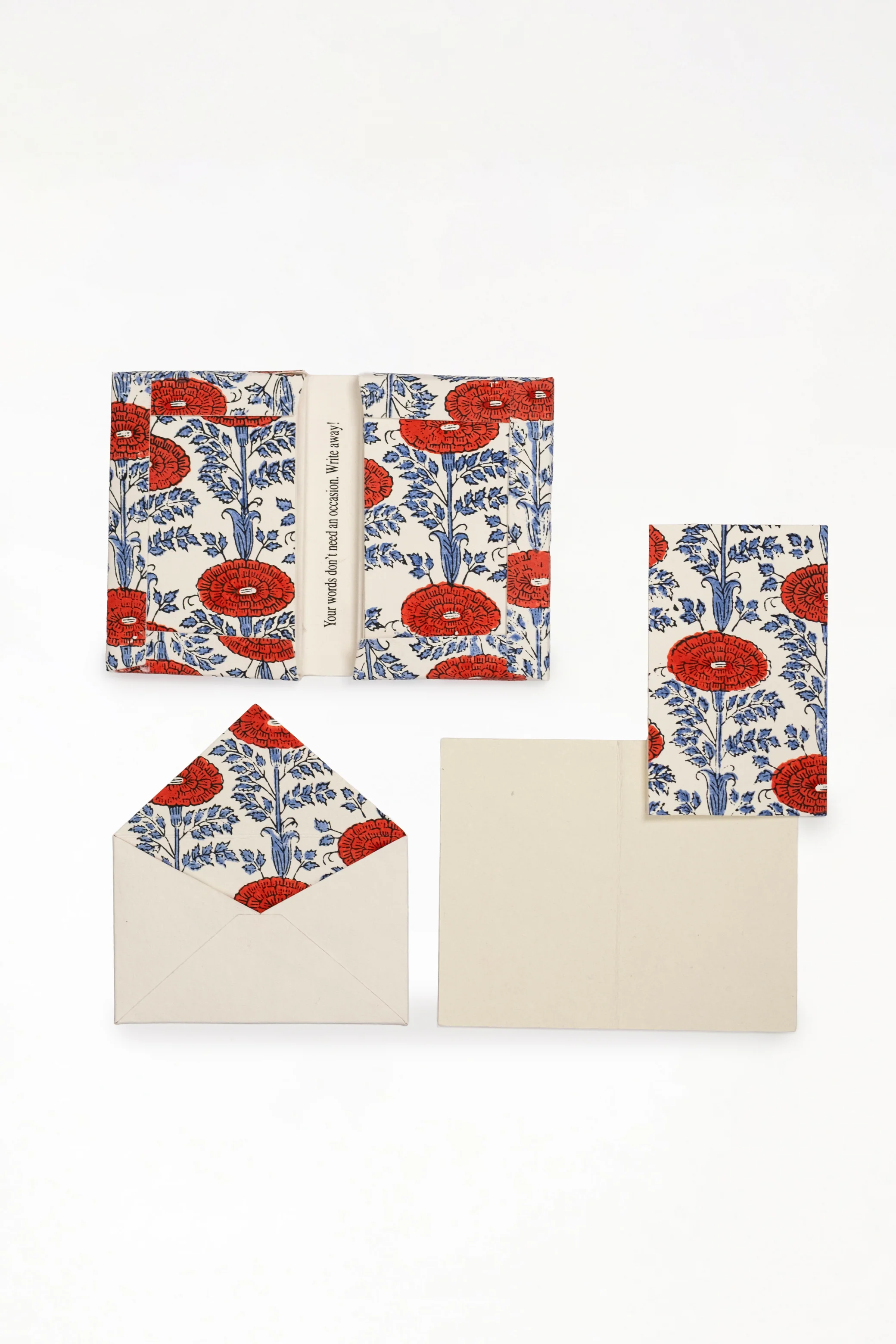 Blockprint Notecards in Araminta Red, Set of 8 - Image 3
