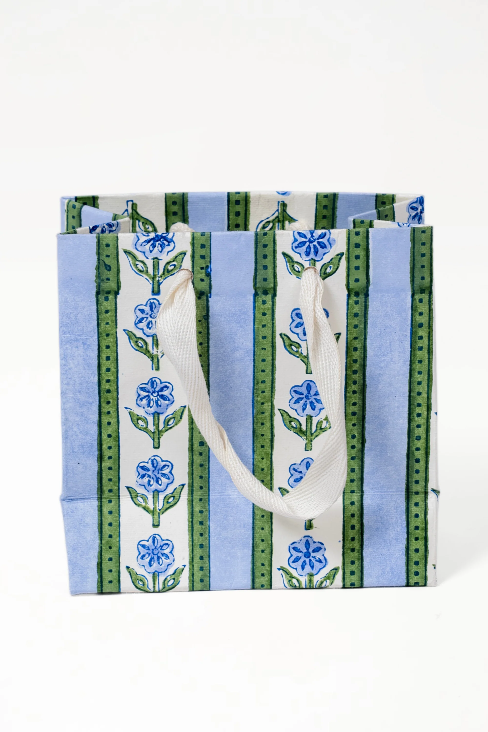 Cottage Garden Blockprint Gift Bag in Blue - Image 3