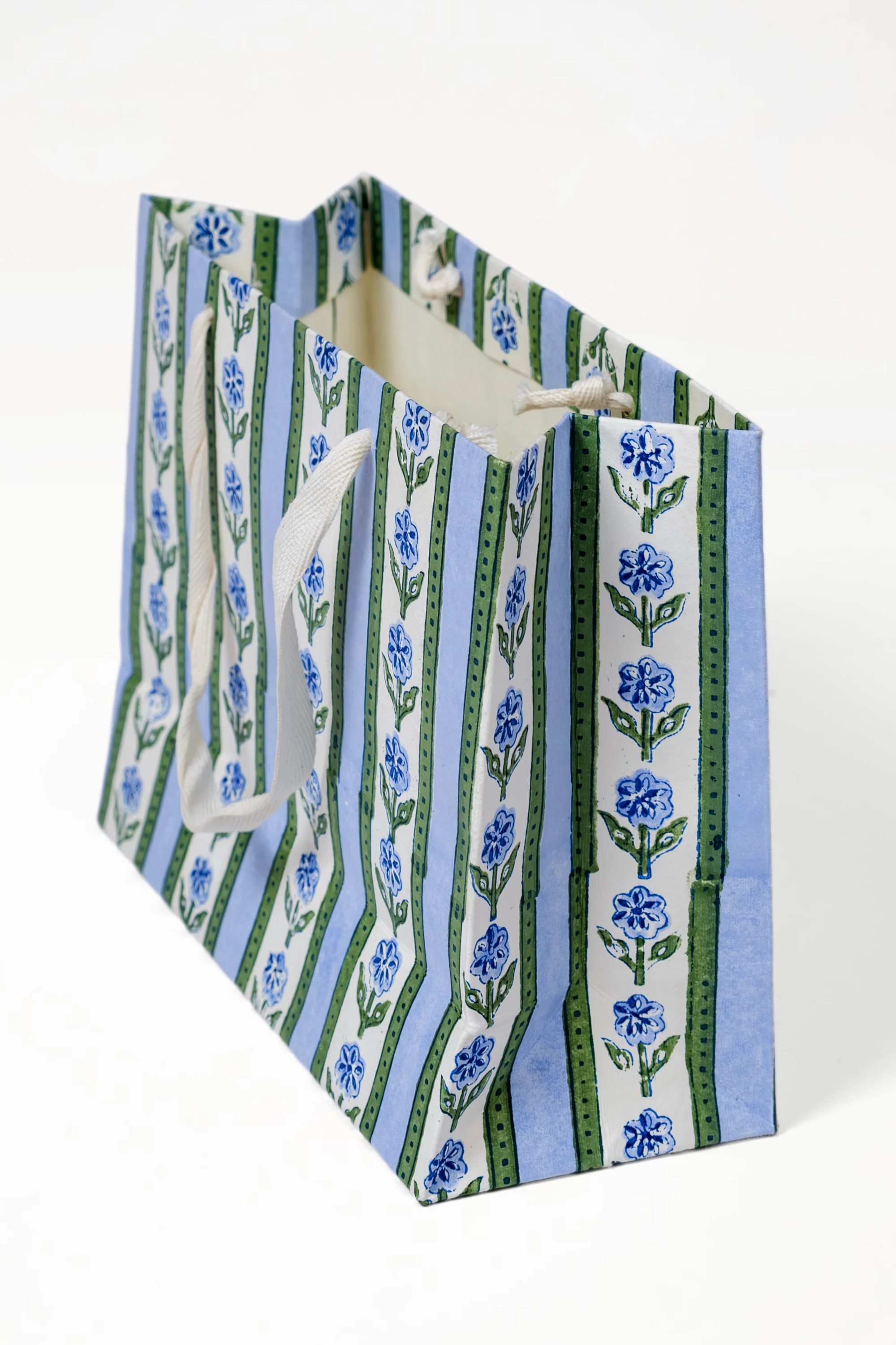 Cottage Garden Blockprint Gift Bag in Blue - Image 6