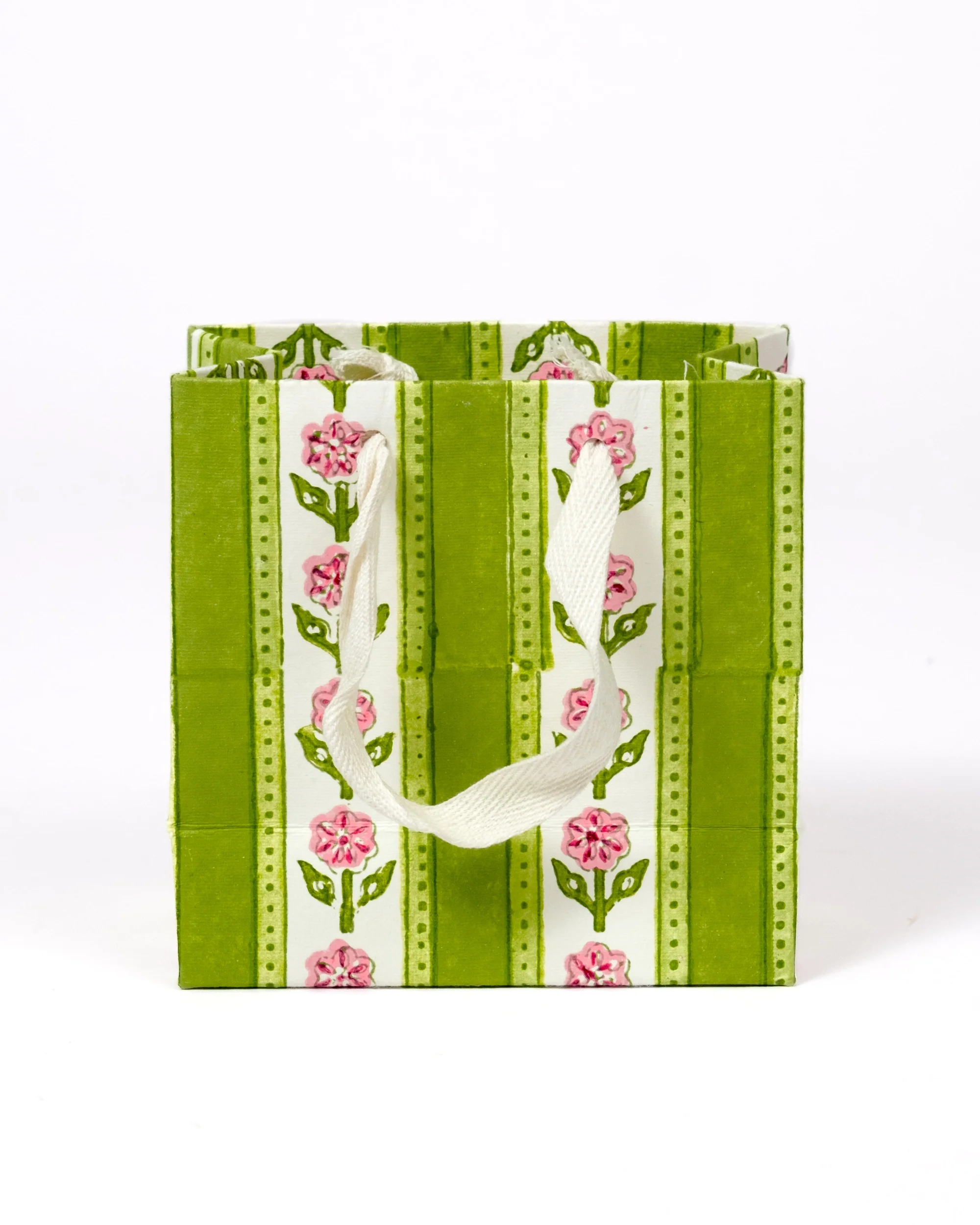 Cottage Garden Blockprint Gift Bag in Green - Image 3