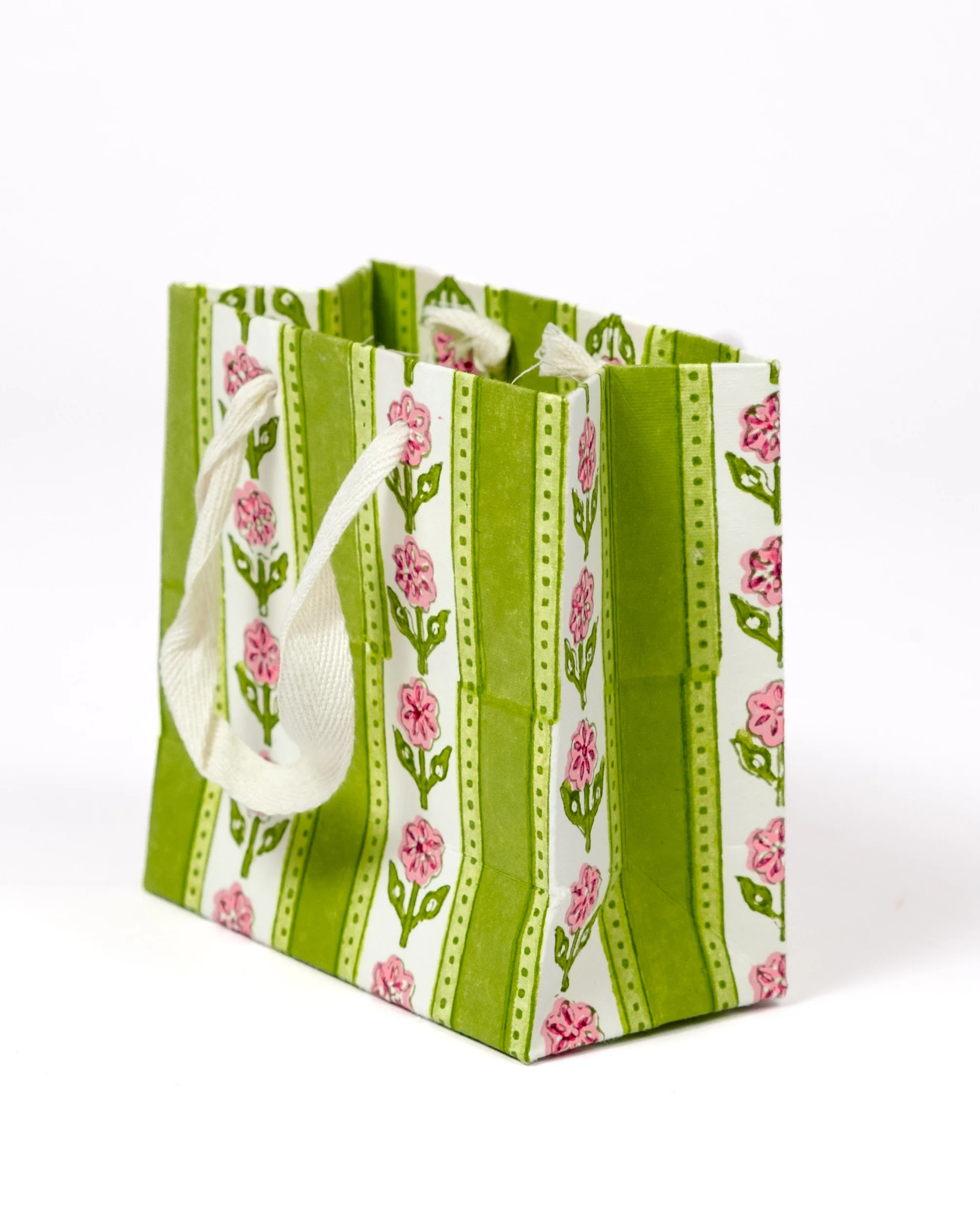 Cottage Garden Blockprint Gift Bag in Green - Image 4