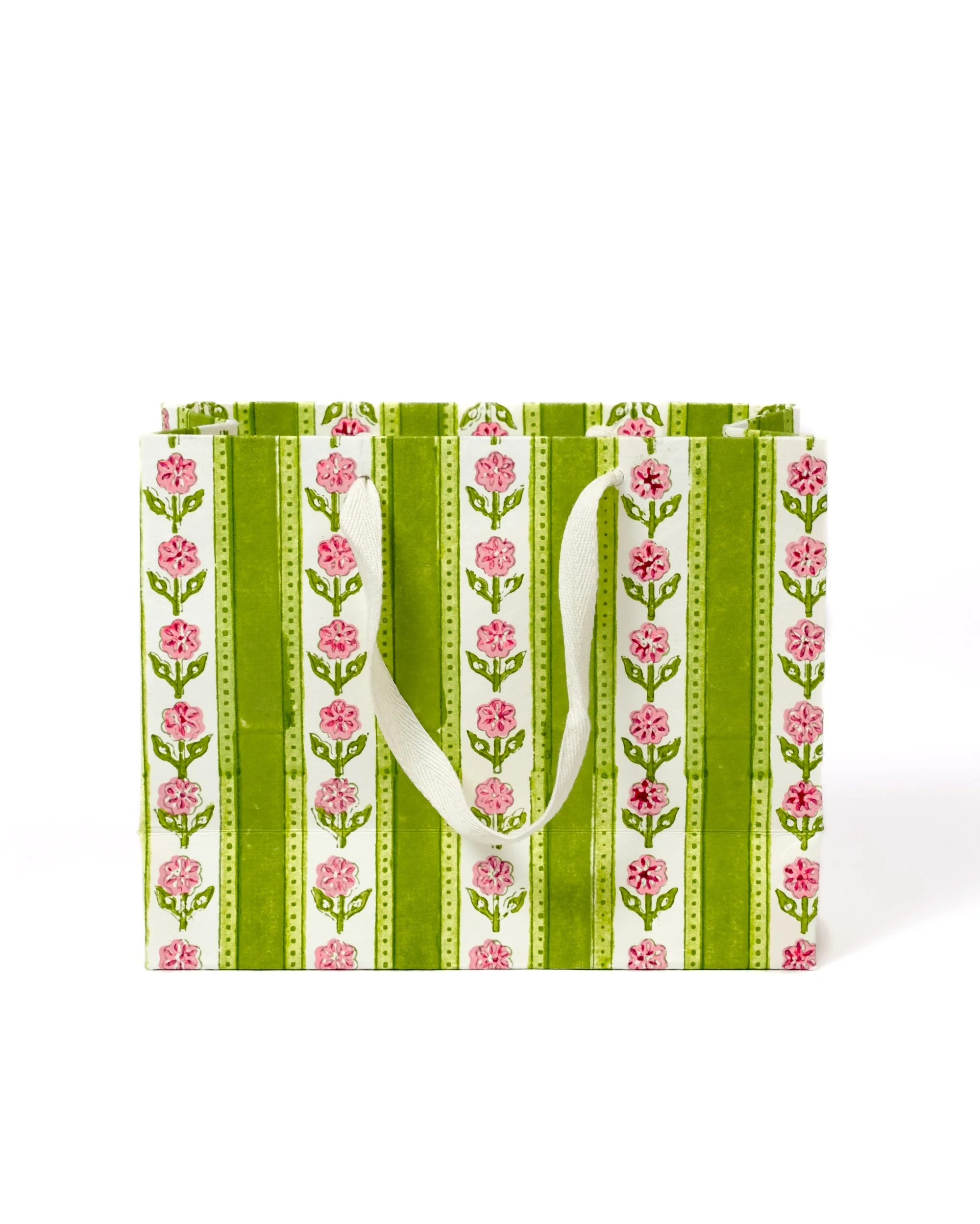 Cottage Garden Blockprint Gift Bag in Green - Image 5