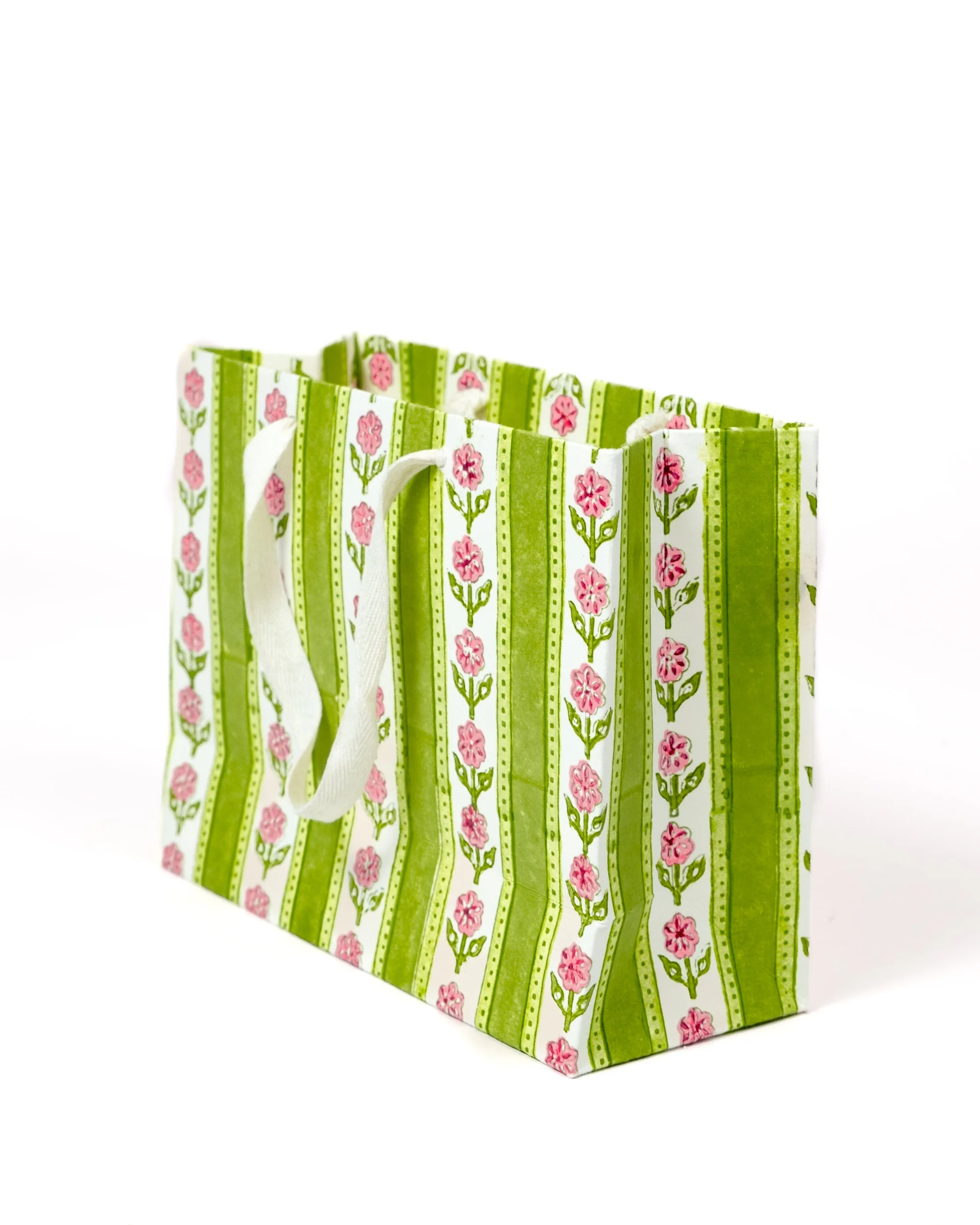 Cottage Garden Blockprint Gift Bag in Green - Image 6