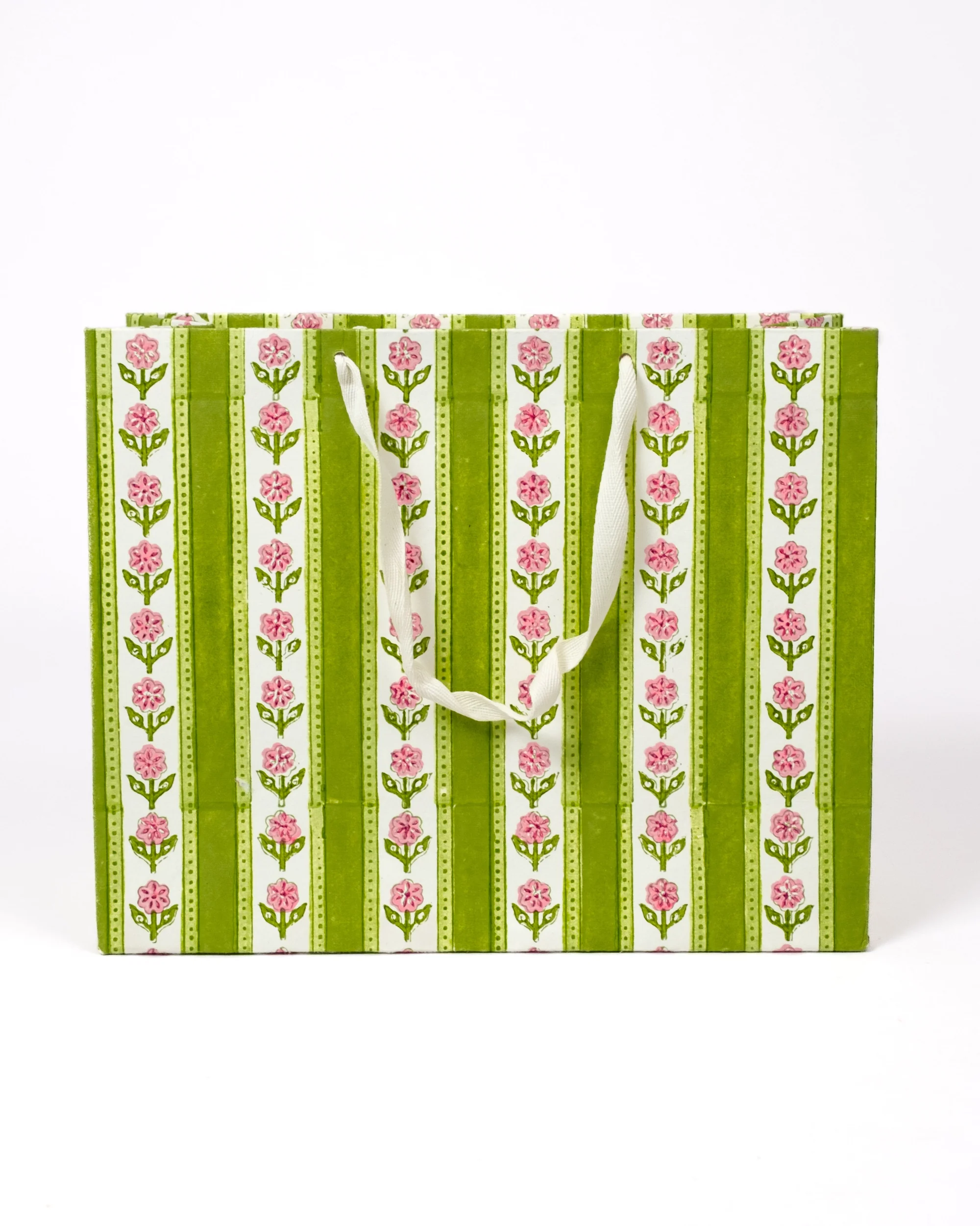 Cottage Garden Blockprint Gift Bag in Green - Image 7