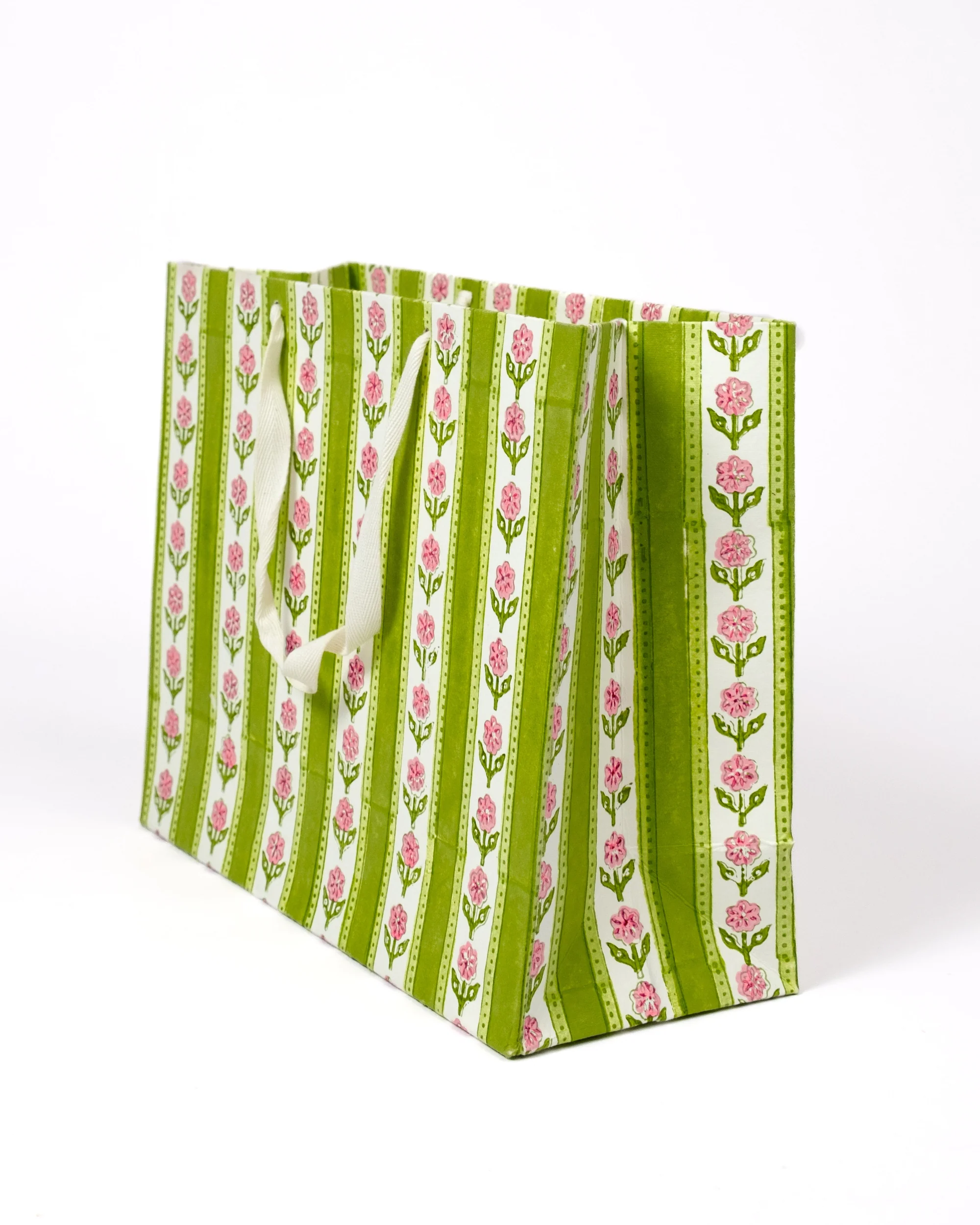 Cottage Garden Blockprint Gift Bag in Green - Image 8