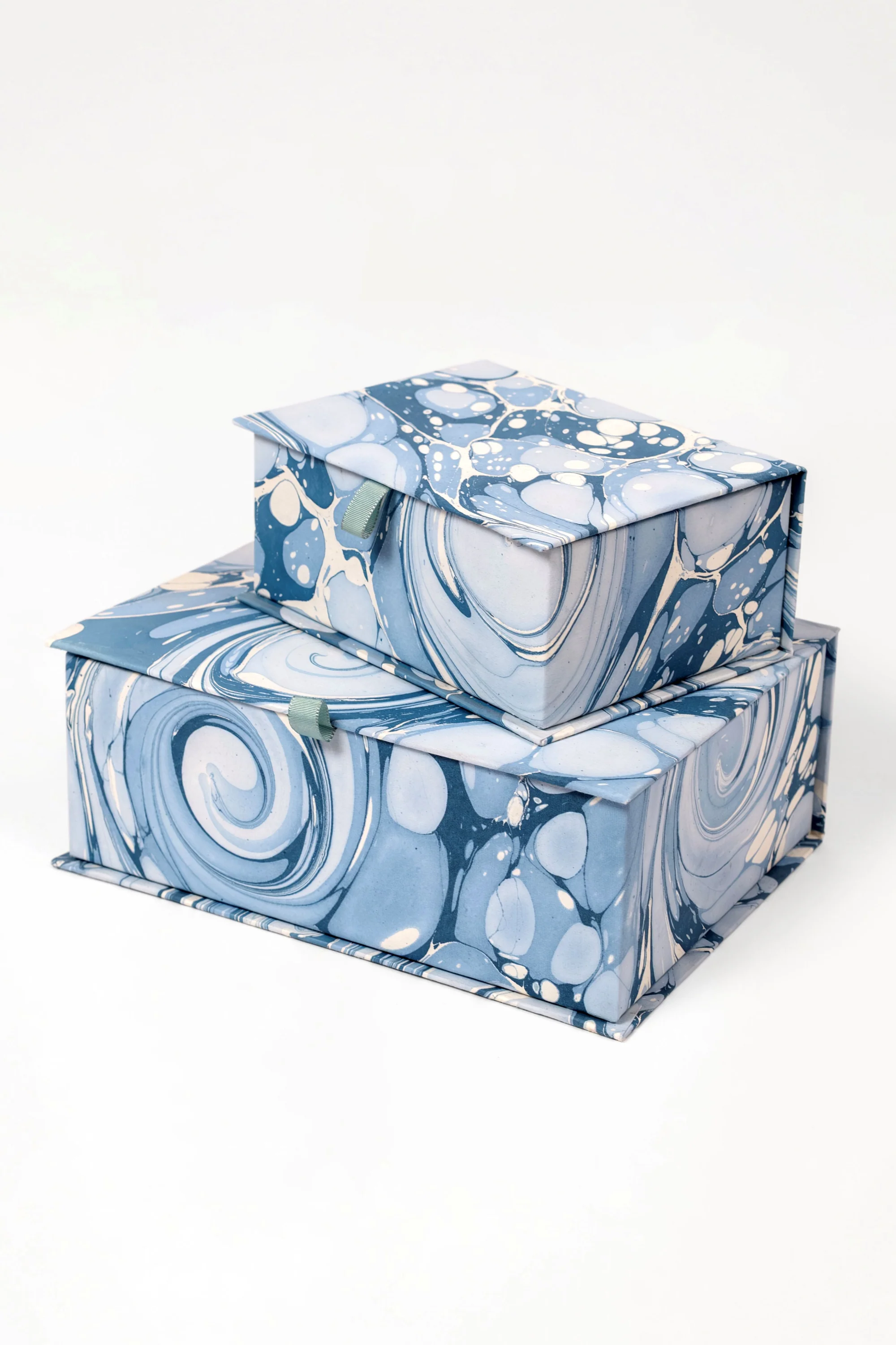 Hand-Marbled Keepsake Box Set in Ocean Wave