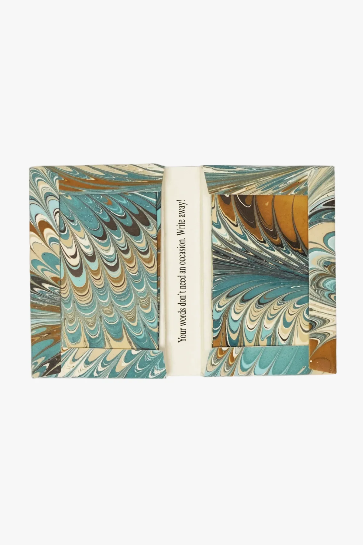 Hand-Marbled Notecards in Nila Feather, Set of 8 - Image 4