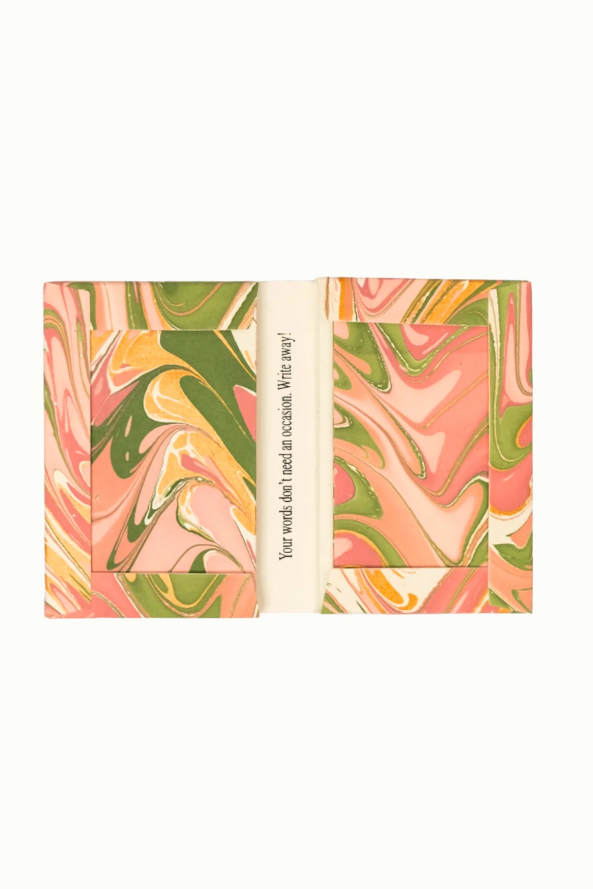 Hand-Marbled Notecards in Peony Bloom, Set of 8 - Image 4
