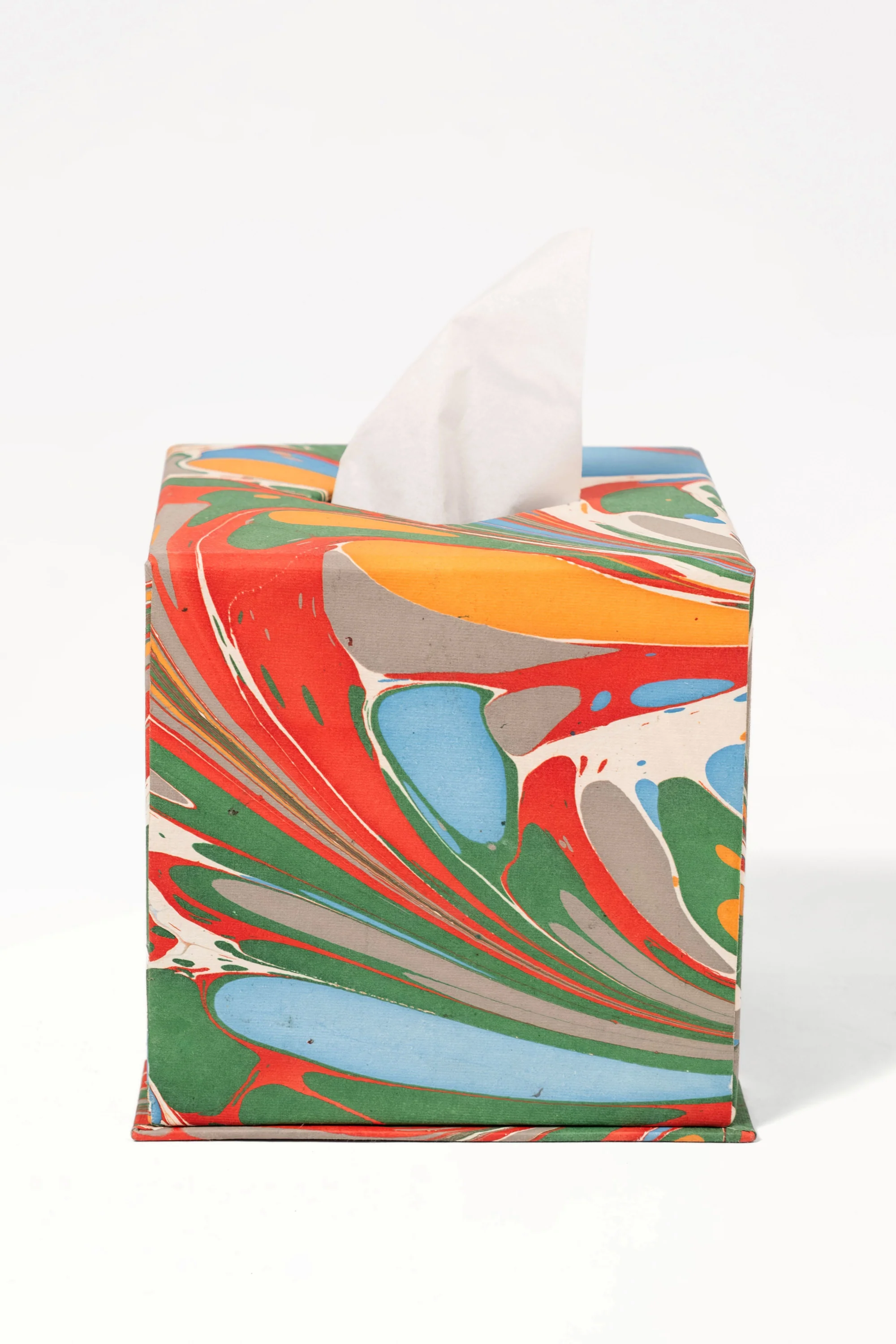 Hand-Marbled Tissue Box Cover in Marais